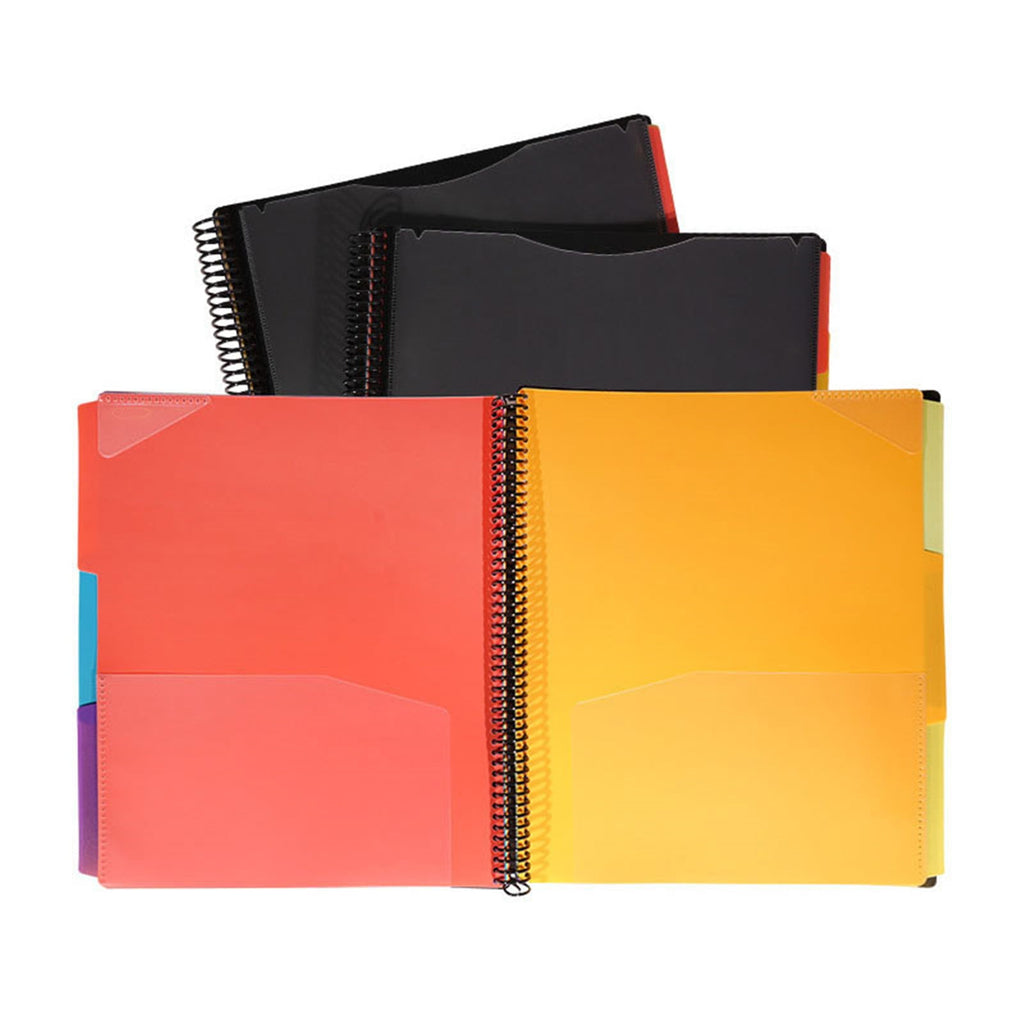 Kilougeis Clearance 3 Prong Poly Folder with Pockets Pocket Folder Classroom&nbsp;Must&nbsp;Haves Spiral Binder Black 6 Pages