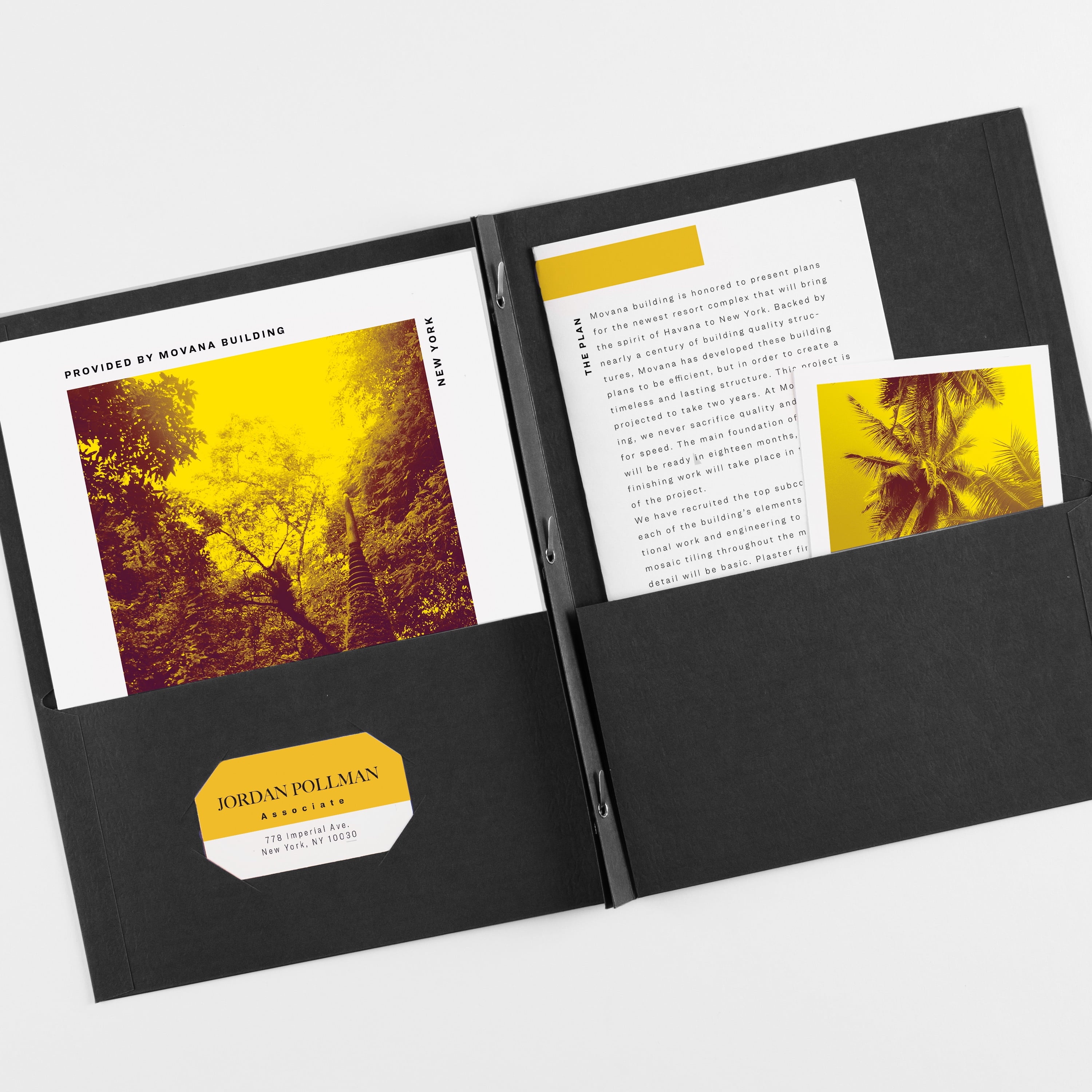 Two Pocket Folders with 3 Prong Fasteners, 25 Black Folders (47978)