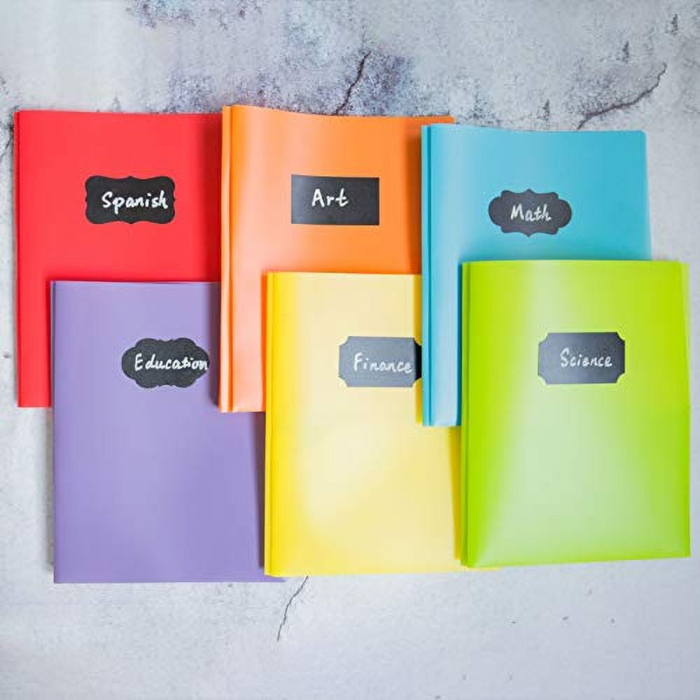 Youngever 12 Pack Heavy Duty Plastic Two Pocket Folders with 3 Prongs, Metal Prongs Fastener, Heavy Duty Plastic 2 Pocket Folder, in 6 Colors