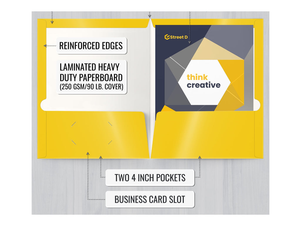 Better Office Products - Pocket folder - 2 compartments - for Letter A Size (8.5 in x 11 in) - capacity: 100 sheets - yellow (pack of 25)