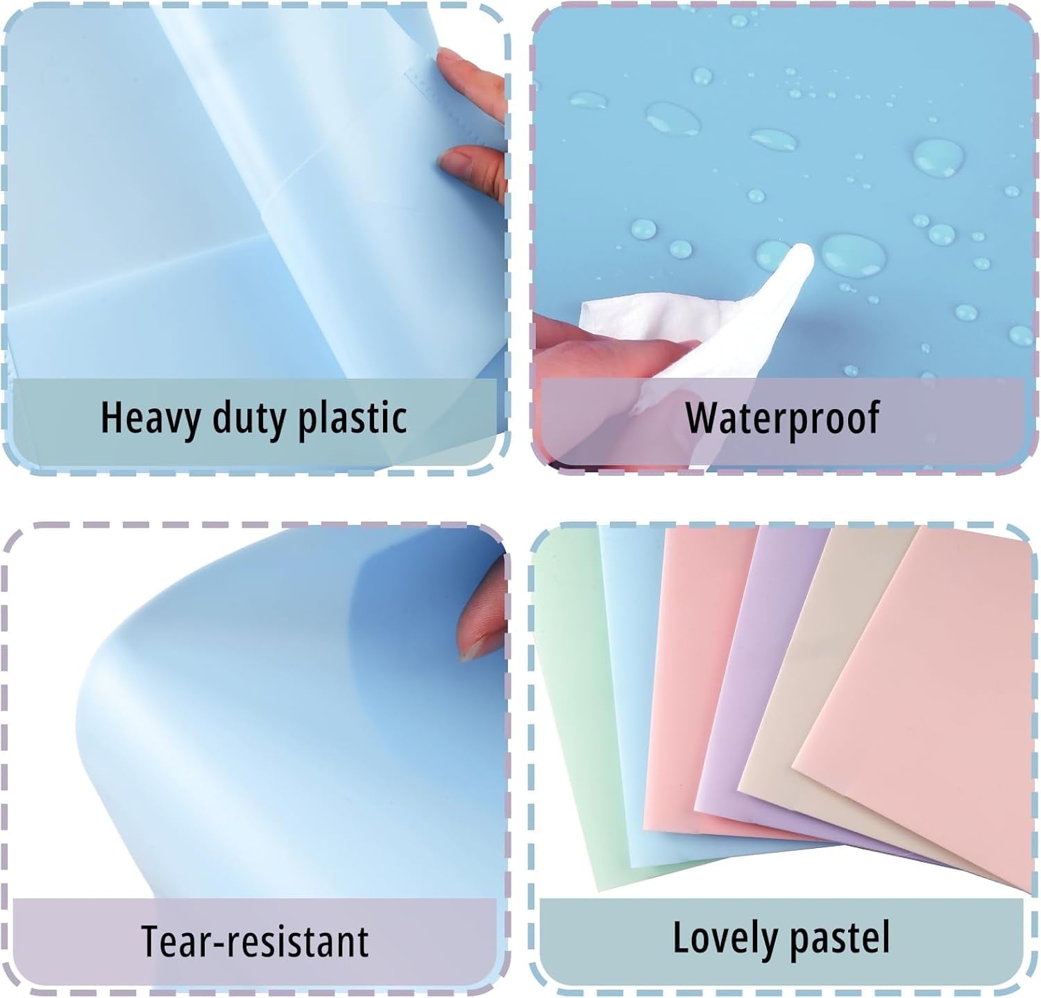 6 Pack Colored File Folders with Pockets and Business Card Holder, Pastel Decorative Pocket Folders for Documents, Cute Plastic Folders for Filing Cabinet, School, Office, Resume Portfolio