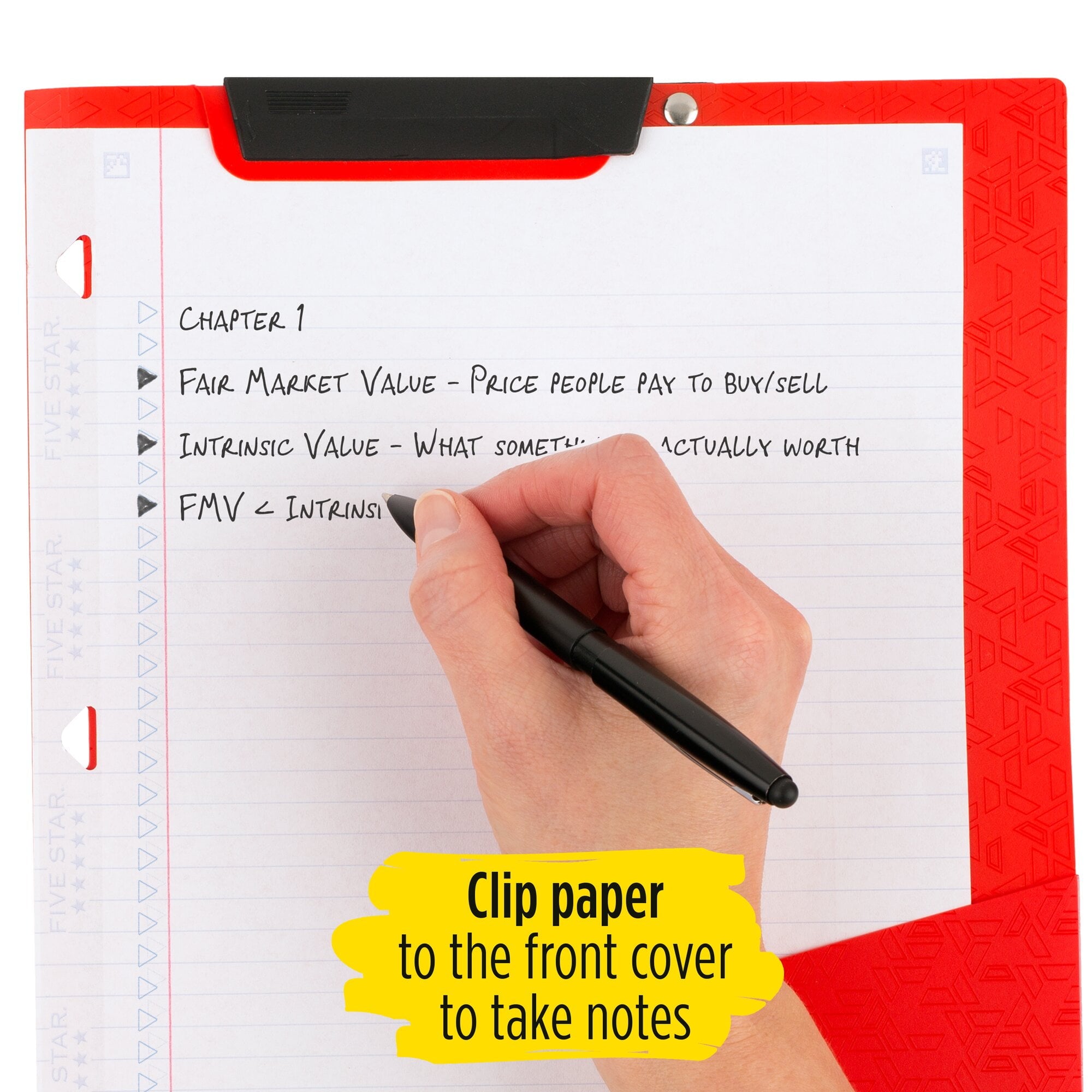 Five Star Clip N Store 2-Pocket Folder Fire Red - Pocket Folders