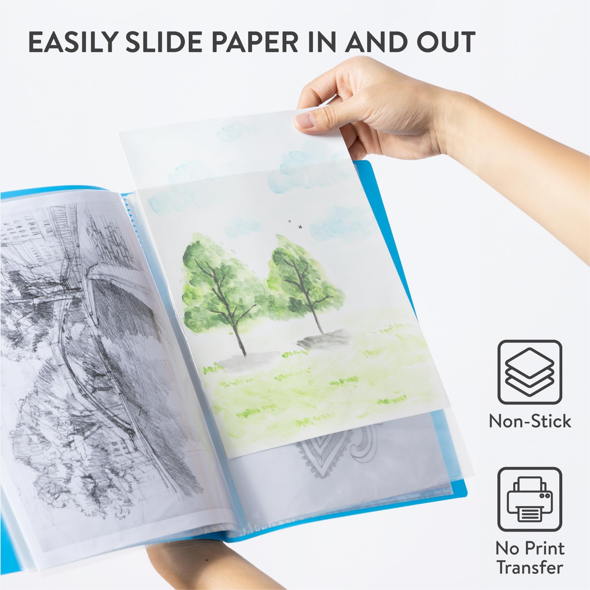 H&S A4 Display Folders - Set of 6 - Presentation Folder with 30 Plastic Sleeves - Document Display Book with Pockets - Assorted Colors - Black, Blue, Purple, Yellow, Orange, Pink