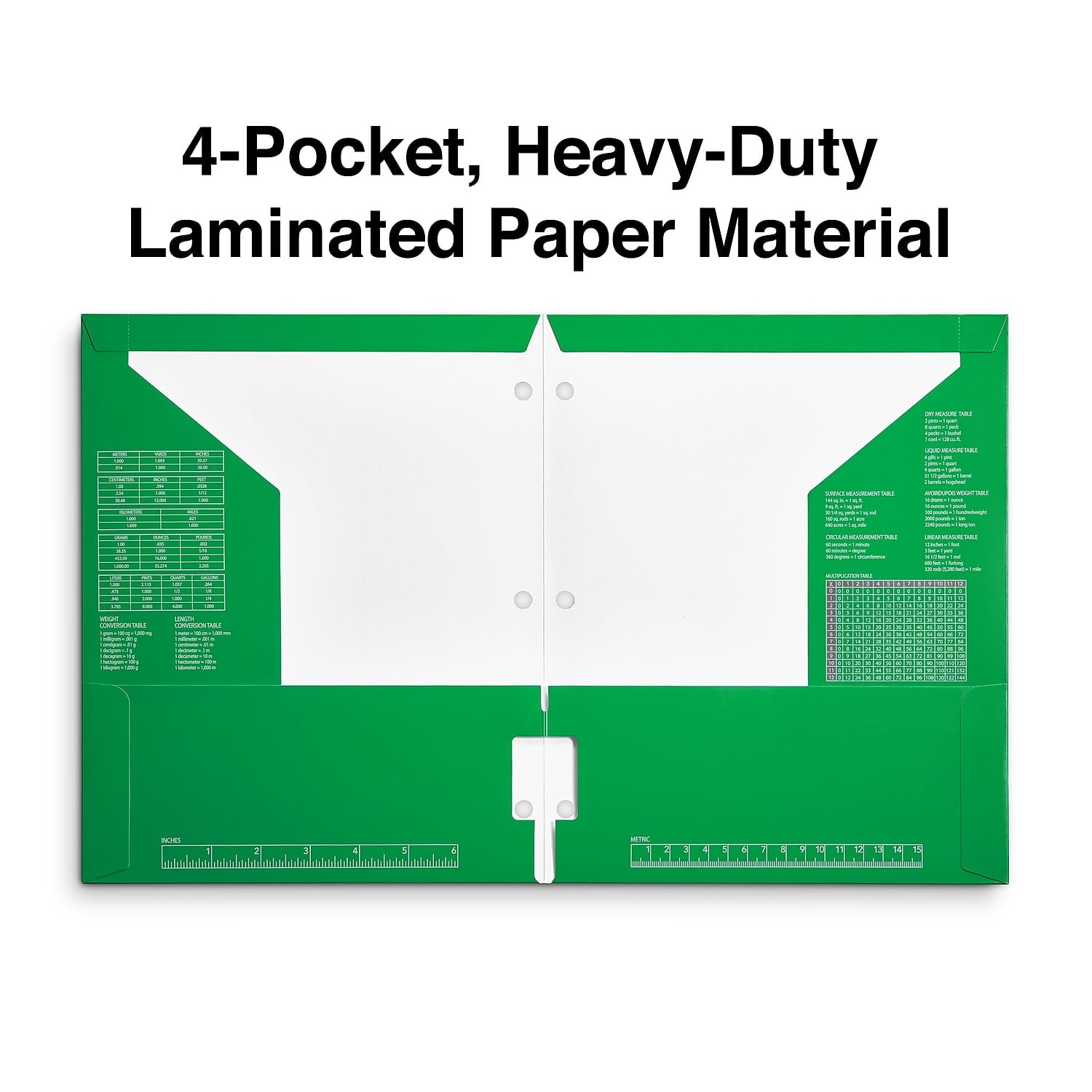 Staples 4-Pocket 3-Hole Punched Presentation Folder Green 56212-CC