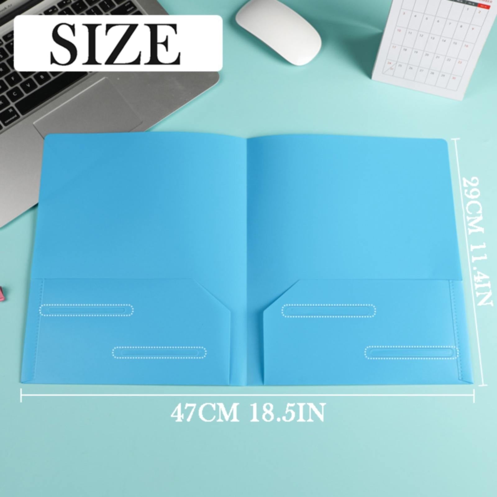 PPKVUFD 1Pcs Twin-Pocket Folders, File Folders with Pockets and Business Card Slot, Heavy Duty Plastic 2 Pockets Folders for Documents, Letter Size (Type1-Blue)