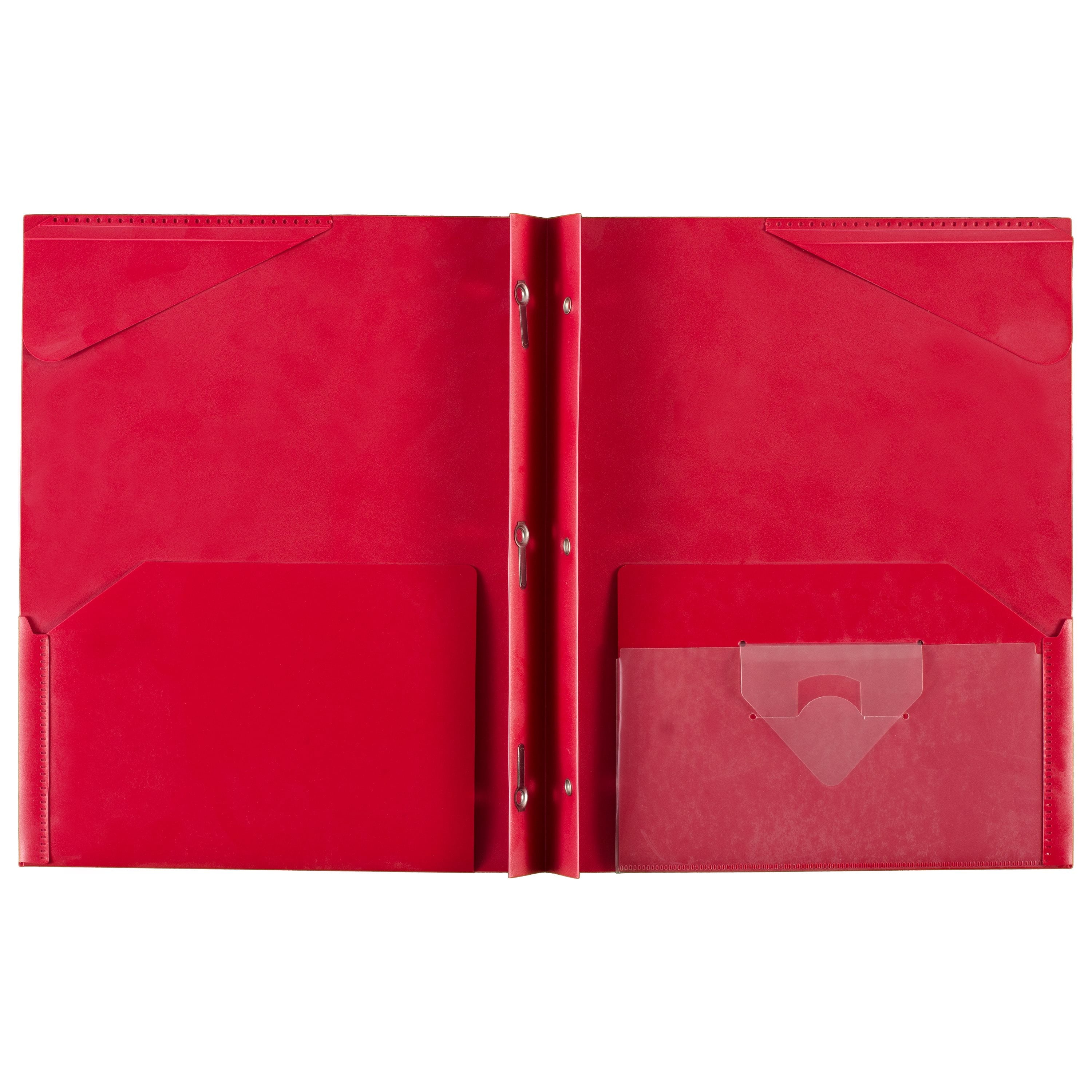 Five Star 2-Pocket Stay-Put Plastic Folder, Red (72109)