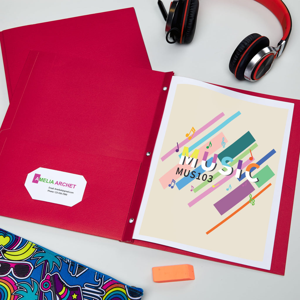 Two Pocket Folders with 3 Prong Fasteners, 25 Red Folders (47979)