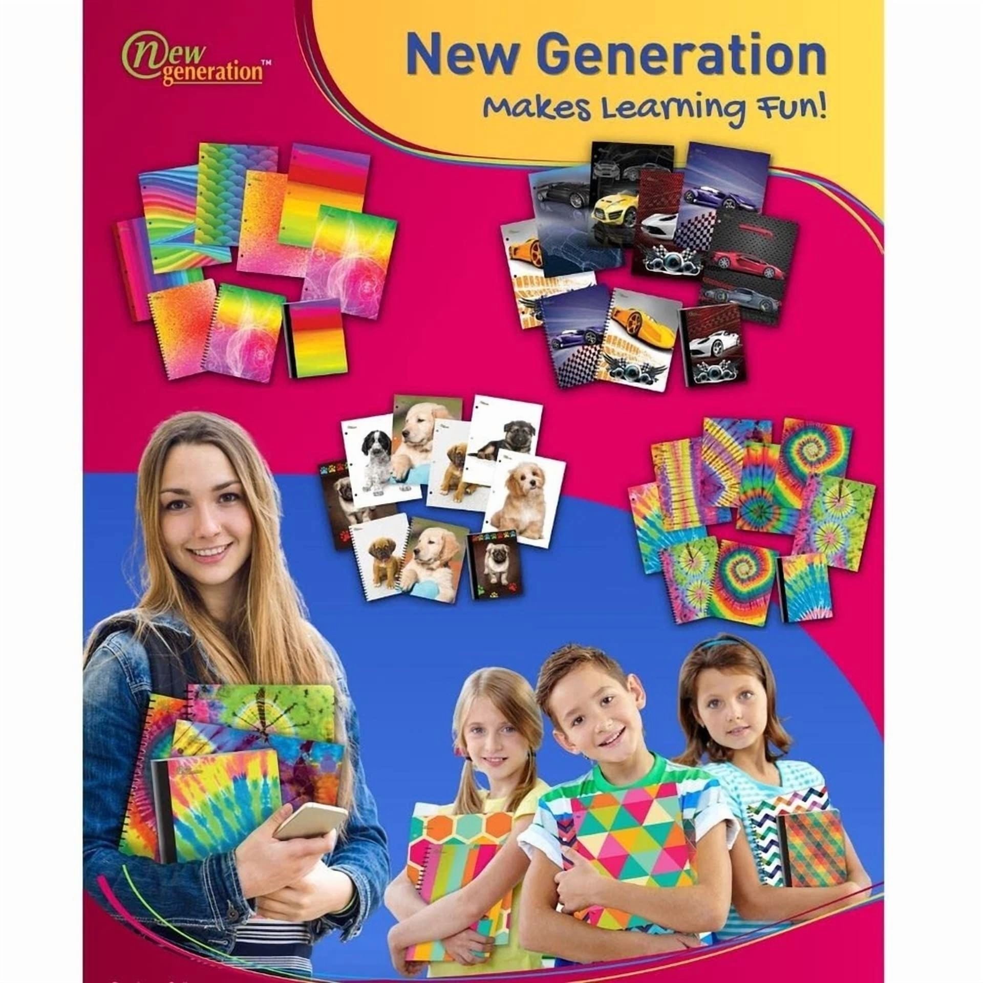 New Generation - Tie Dye - 2 Pocket Folders, Letter Size With 3 Hole Punch To...