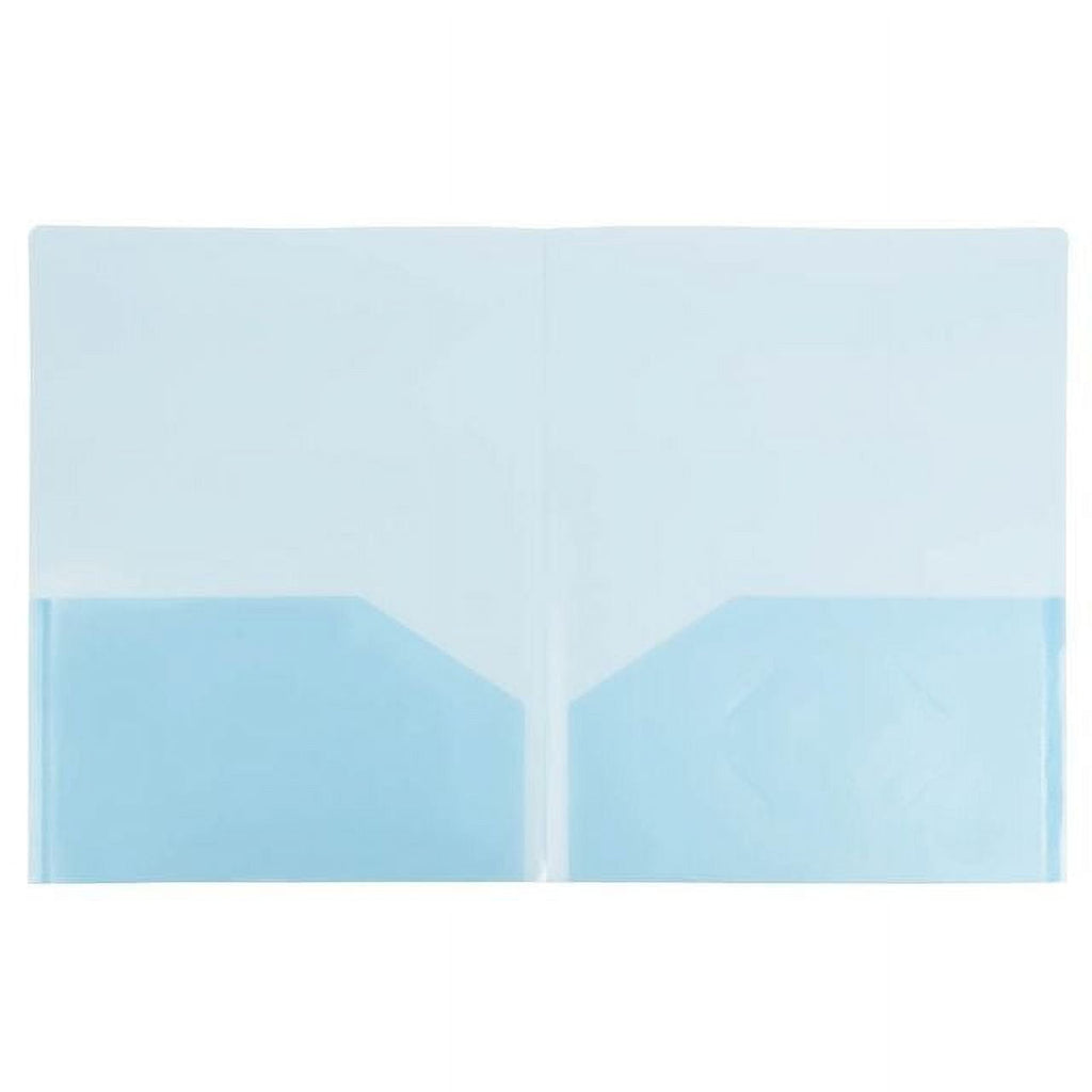 JAM Paper Plastic Regular Weight Folders, Blue, 6/Pack, Two Pocket