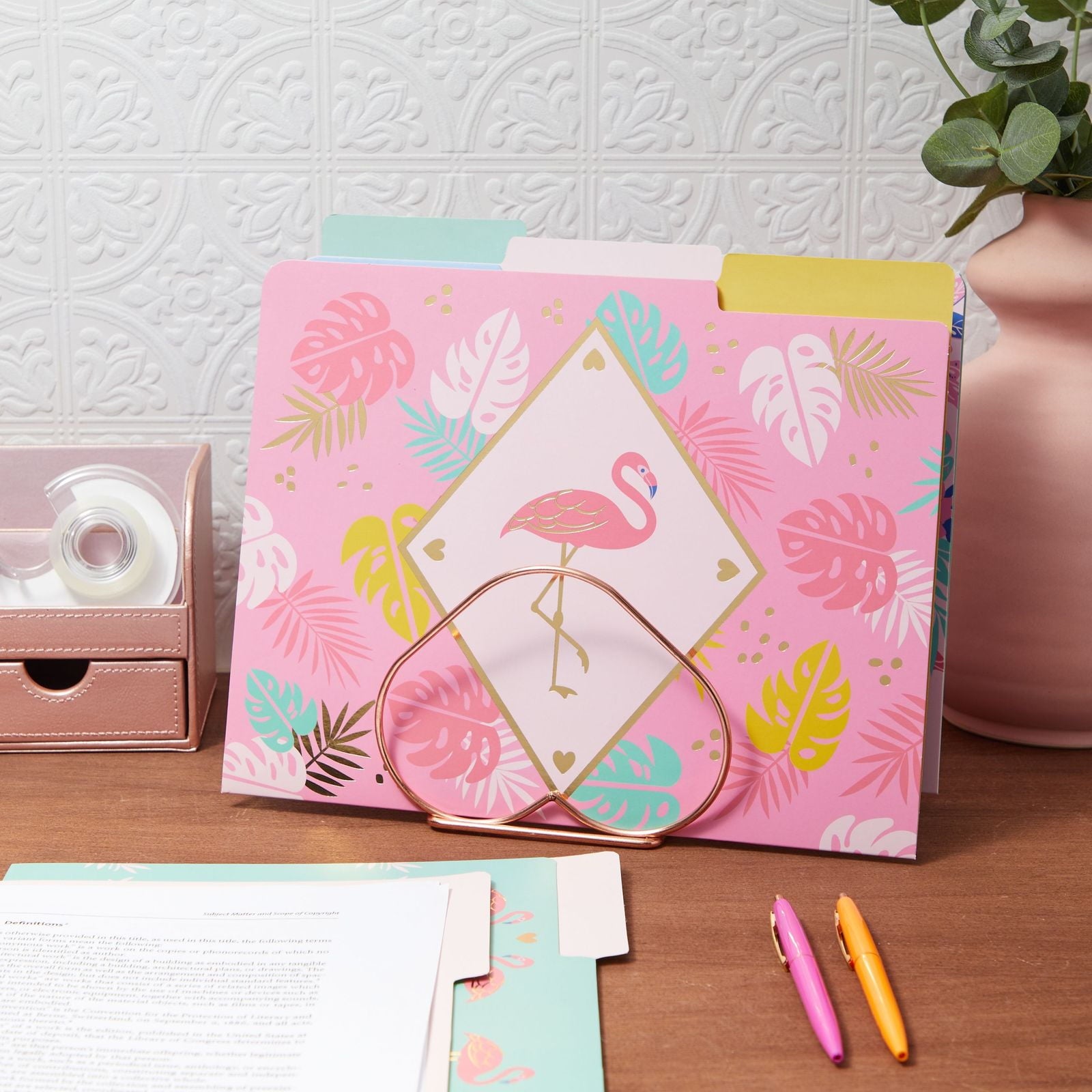 Paper Junkie Flamingo Prints 2 Pocket Folders, Multicolor, 6 Pack