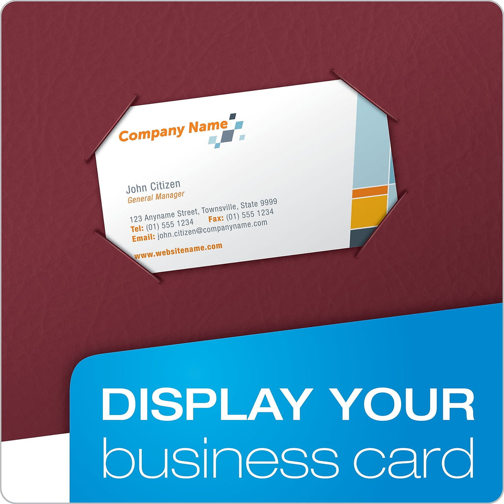 Oxford Twin-Pocket Folder, Embossed Leather Grain Paper, 0.5" Capacity, 11 x 8.5, Burgundy, 25/Box