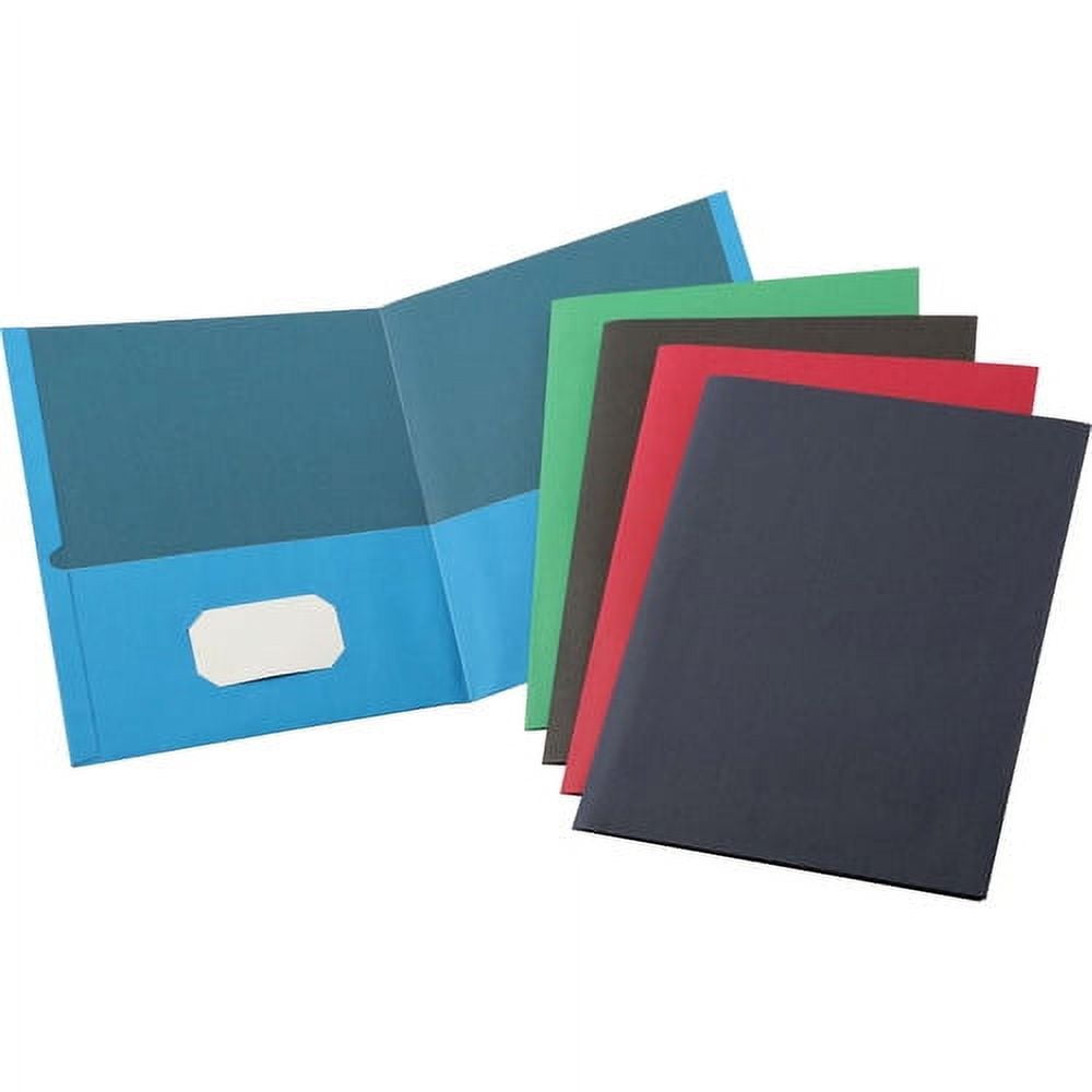 Business Source Two-Pocket Folders Letter - 8 1/2" x 11" Sheet Size - 125 Sheet Capacity - 2 Internal Pocket(s) - Paper - Assorted - 2.20 lb - Recycled - 25 / Box