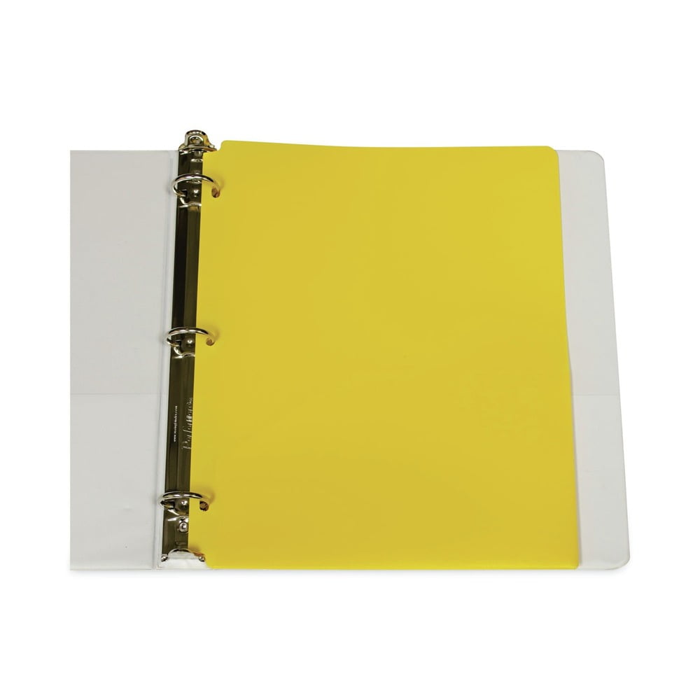 C-Line Two-Pocket Heavyweight Poly Portfolio Folder with Three-Hole Punch, Yellow, Pack of 25