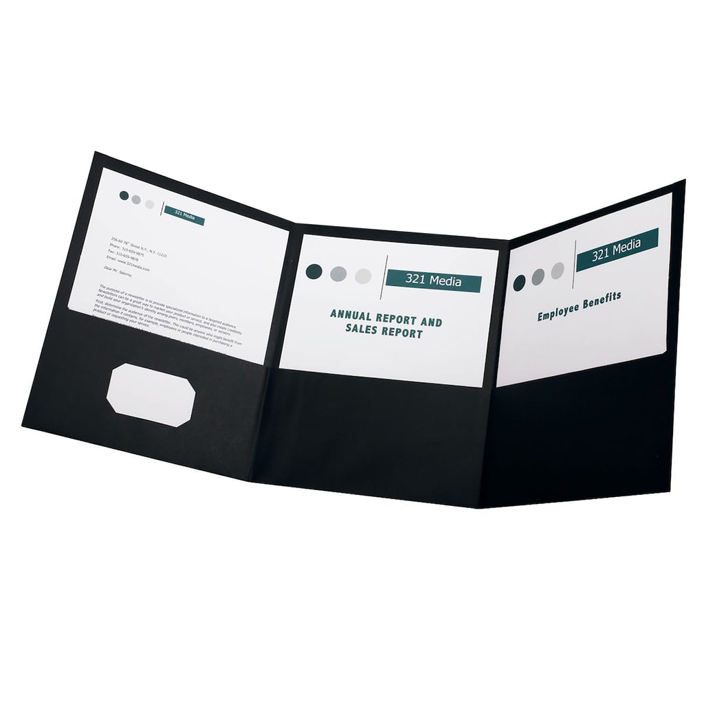Oxford Paper Tri Fold Pocket Folder, Black, Pack of 20
