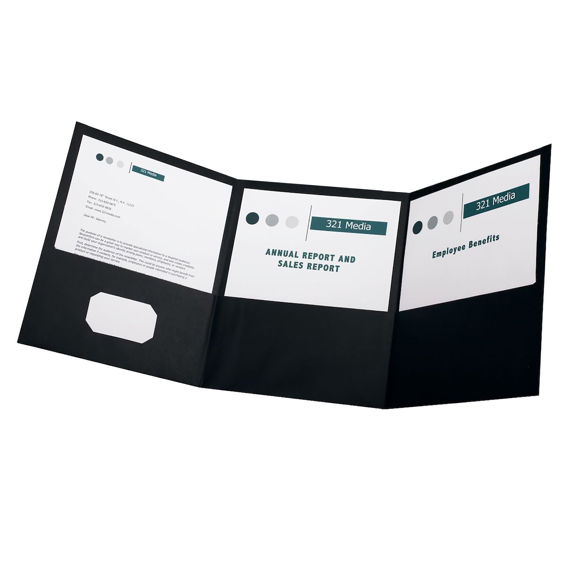 Oxford Paper Tri Fold Pocket Folder, Black, Pack of 20