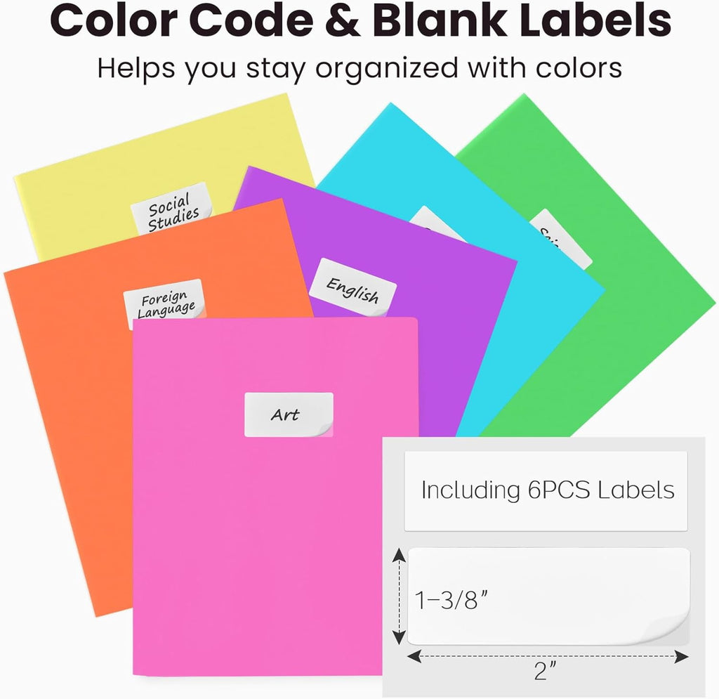 Folders with Pockets, Pastel Colors, Heavy Duty Pocket Folder, Plastic Folders with Pockets, 2-Pocket Folder Bulk, Aesthetic File Folder, Back to School Office Filing Supplies
