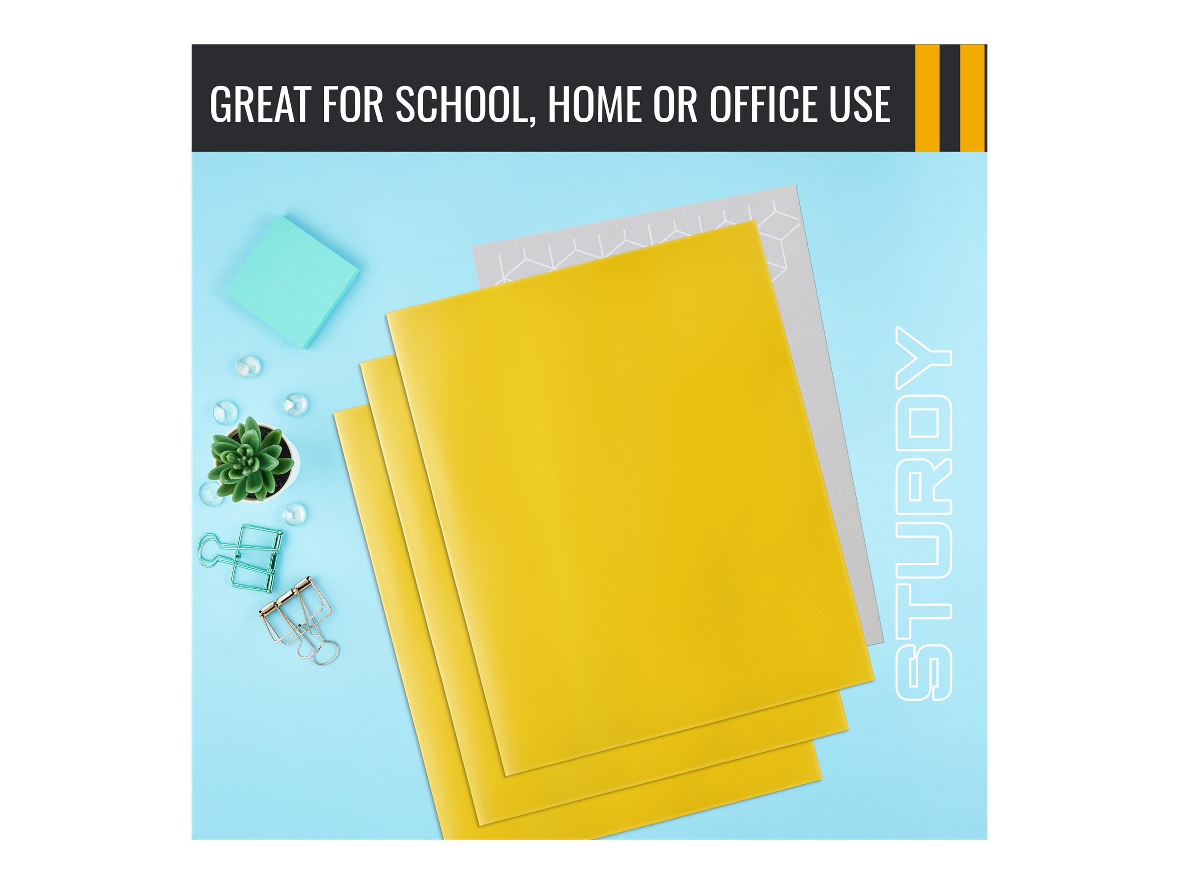 Better Office Products - Pocket folder - 2 compartments - for Letter A Size (8.5 in x 11 in) - capacity: 100 sheets - yellow (pack of 25)