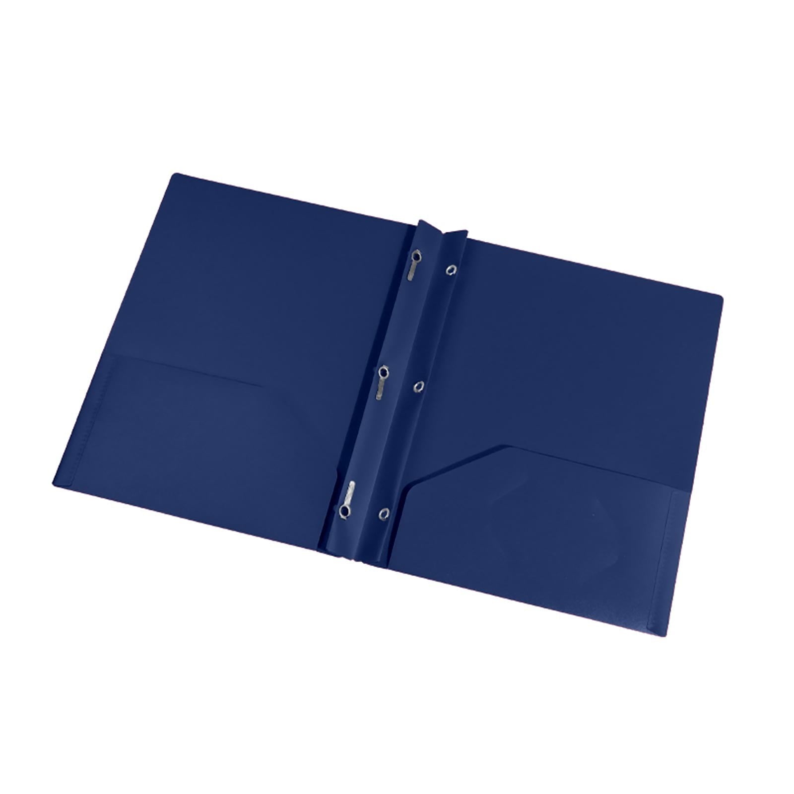 Blue Plastic Folders with Pockets 3 Hole Punched,Folders with Prongs - Assorted Colors - Plastic Folders with Pockets and 3 Prongs Fastener,Heavy Duty File Folders for School Supplies,Letter Size