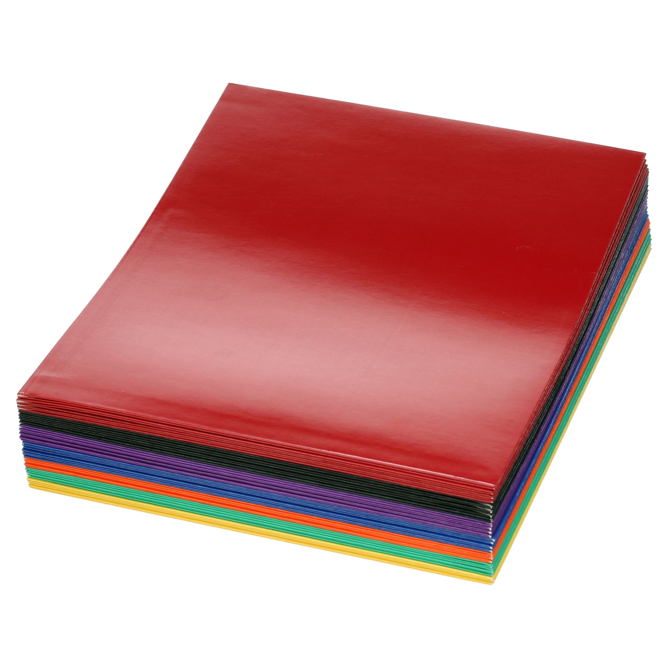 Better Office Products - Pocket folder - 2 compartments - for Letter A Size (8.5 in x 11 in) - capacity: 100 sheets - black, red, blue, purple, orange, green, yellow (pack of 25)