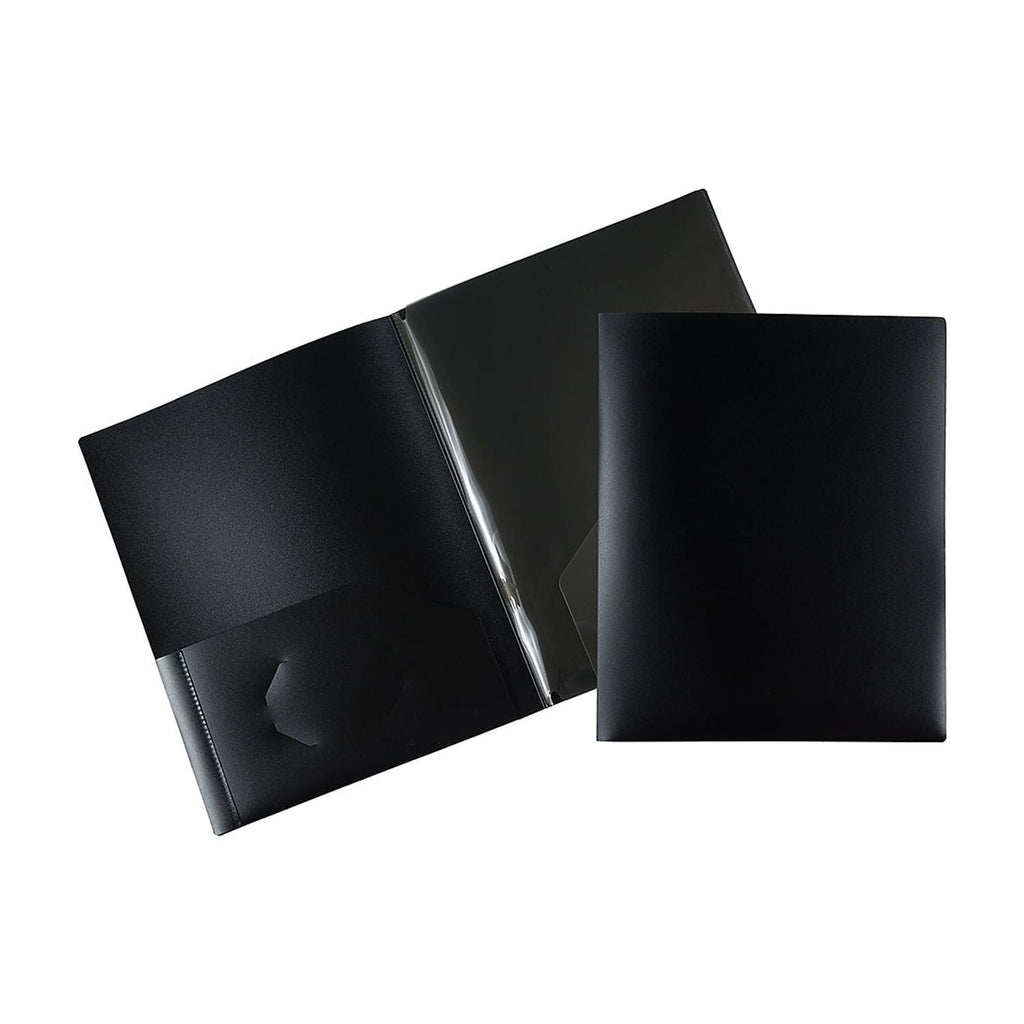 JAM Paper Heavy Duty Plastic Multi Pocket Folders, 4 Pocket Organizer, 9.5 x 11.625, Black, 2/Pack
