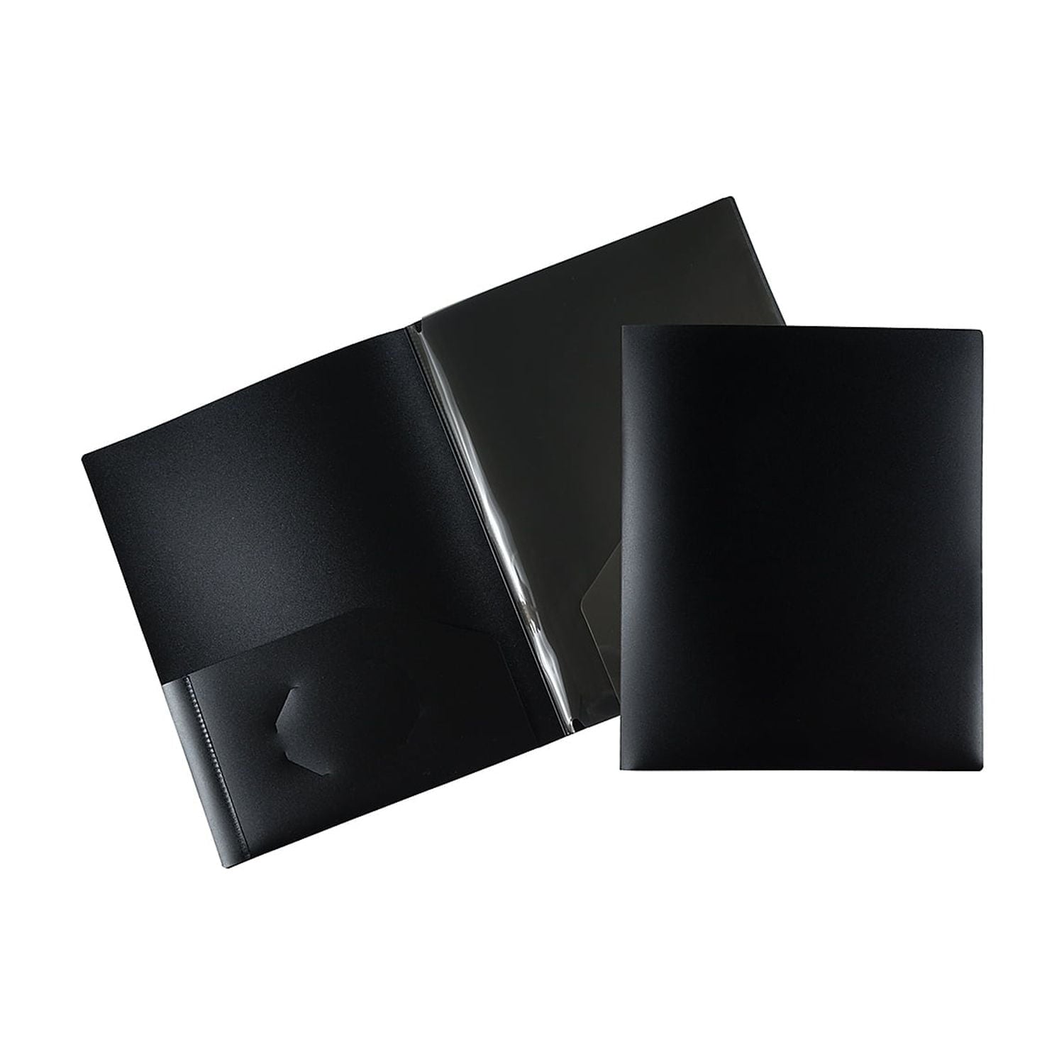 JAM Paper Heavy Duty Plastic Multi Pocket Folders, 4 Pocket Organizer, 9.5 x 11.625, Black, 2/Pack