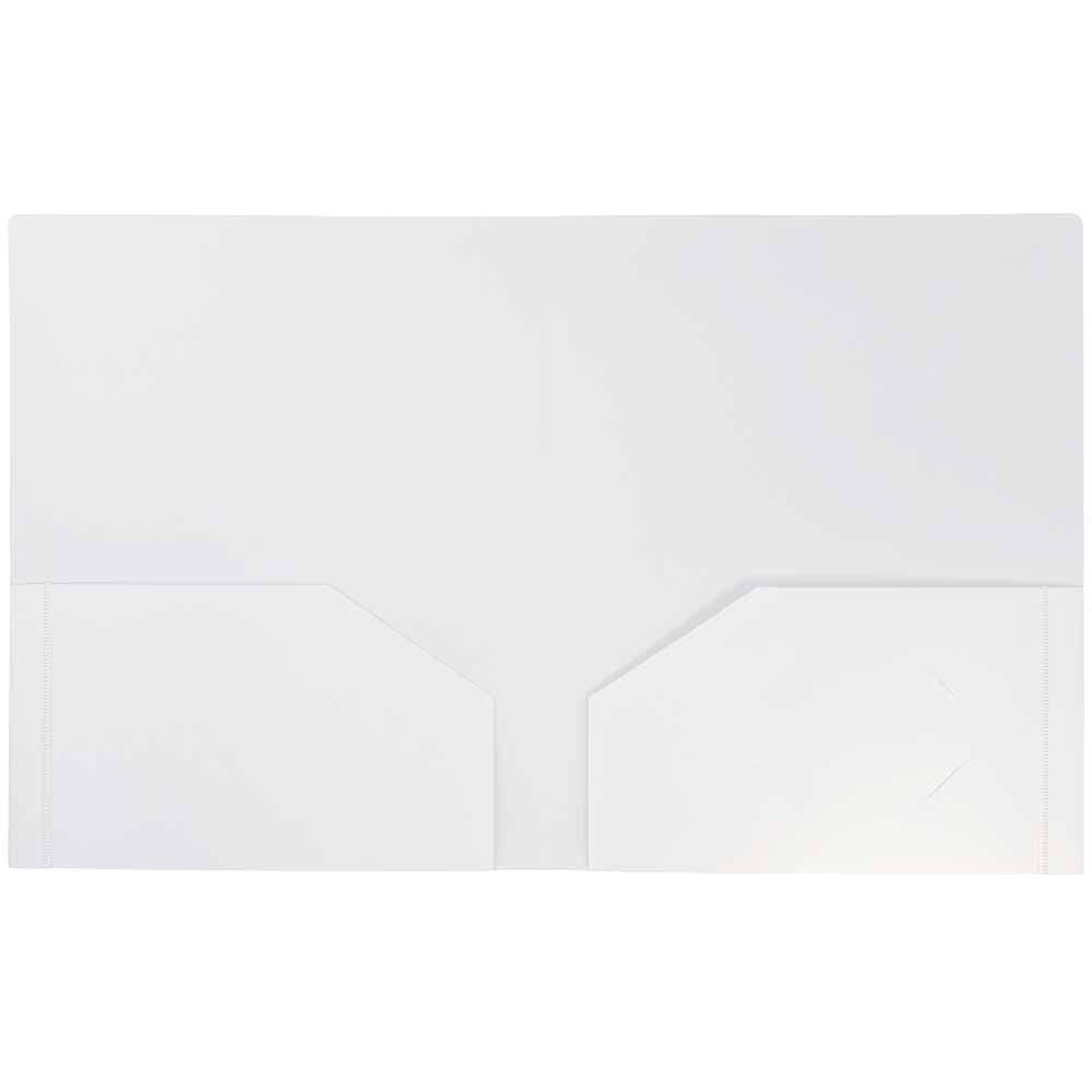 JAM Paper Heavy Duty Plastic 2 Pocket School Folders, White, 3/Pack