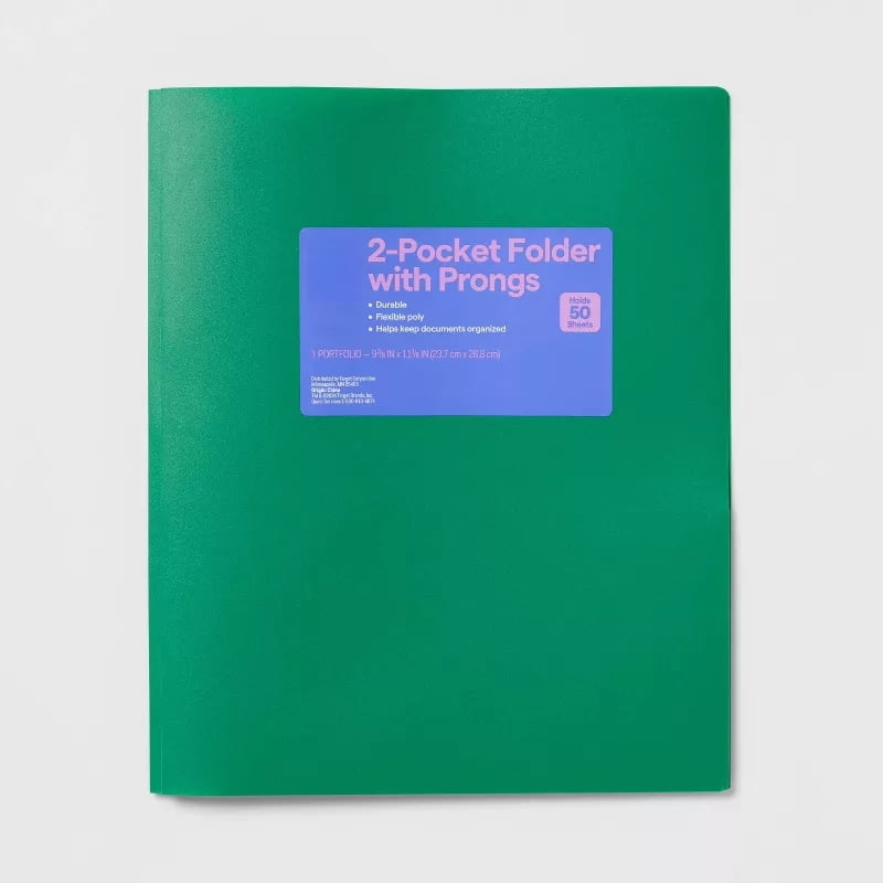 2 Pocket Plastic Folder with Prongs - ub&ub 11.38 Inches (L), 9.37 Inches (W)