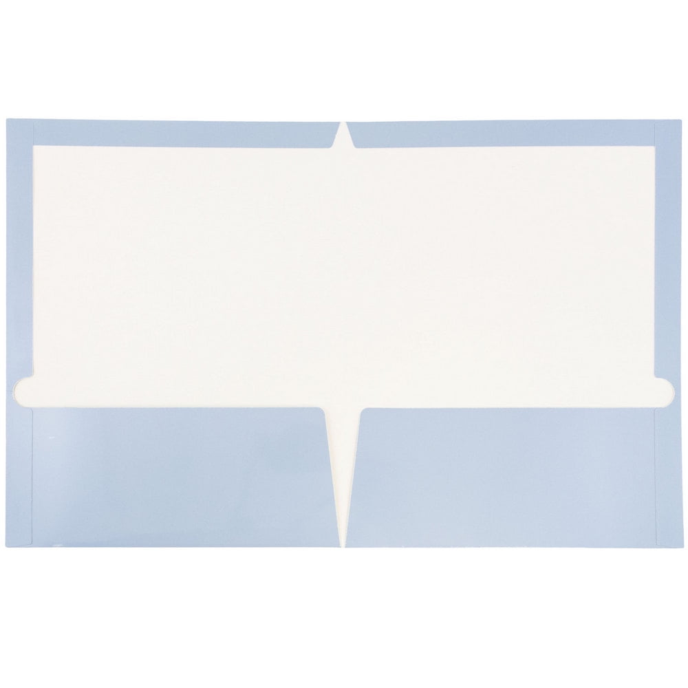 JAM Paper Glossy Two Pocket Folders, Baby Blue, 6/Pack