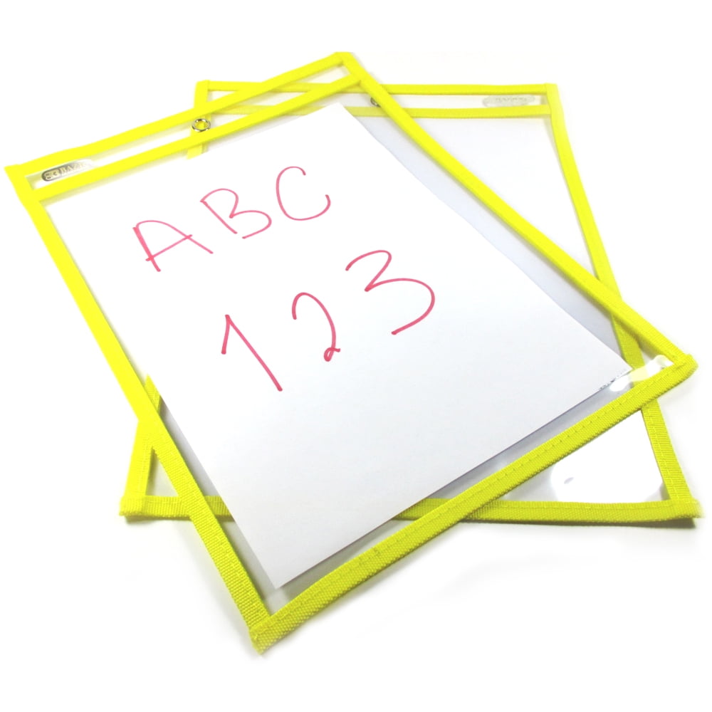 Reusable Laminate Folder Dry Erase Pockets 9" x 12" Assorted Colors, 10 Pieces