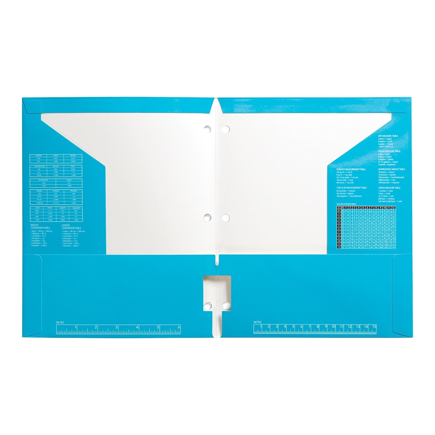 Staples 4-Pocket 3-Hole Punched Presentation Folder Teal 56215-CC