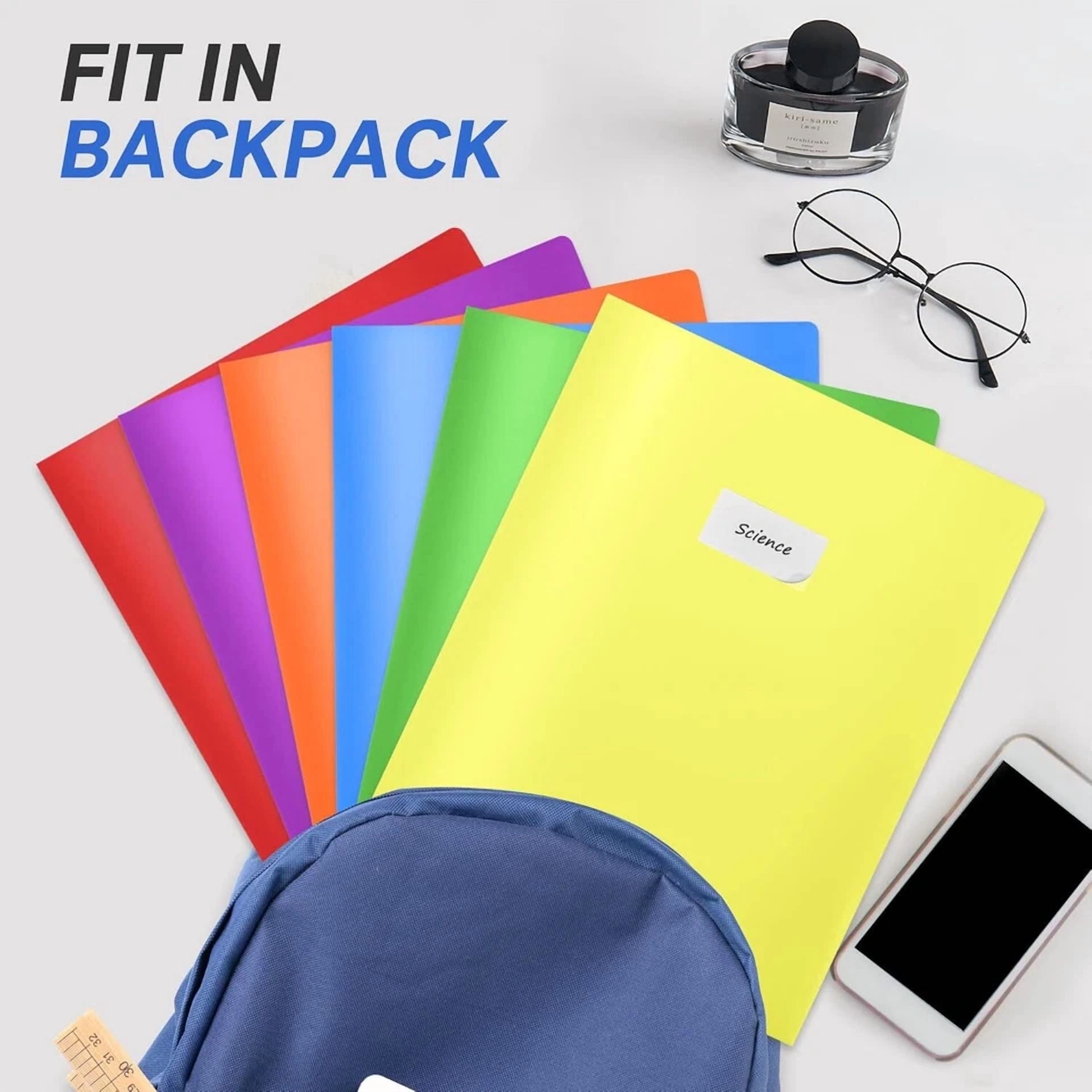 3 Pack 2-Pocket Folders With Labels, Heavy Duty Plastic Folders With Pockets, Pl