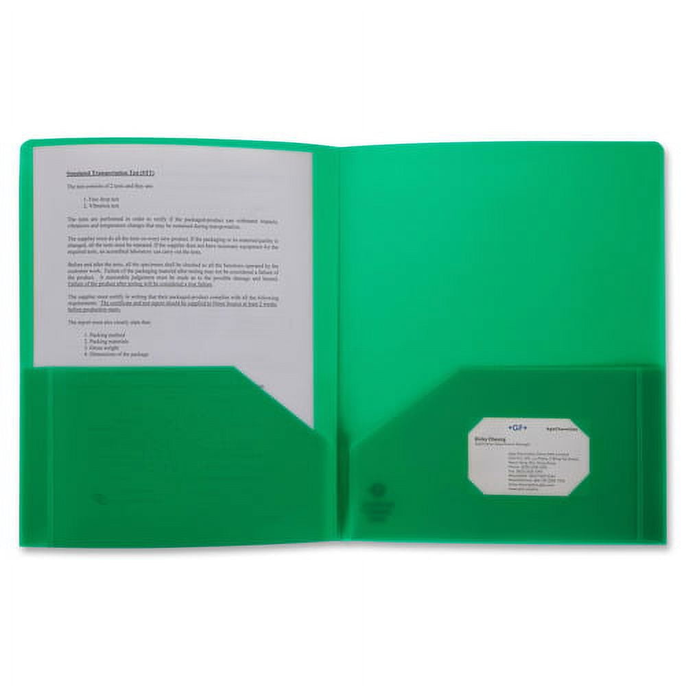Business Source, BSN20882, 2-pocket Poly Portfolio, 1 Each, Green