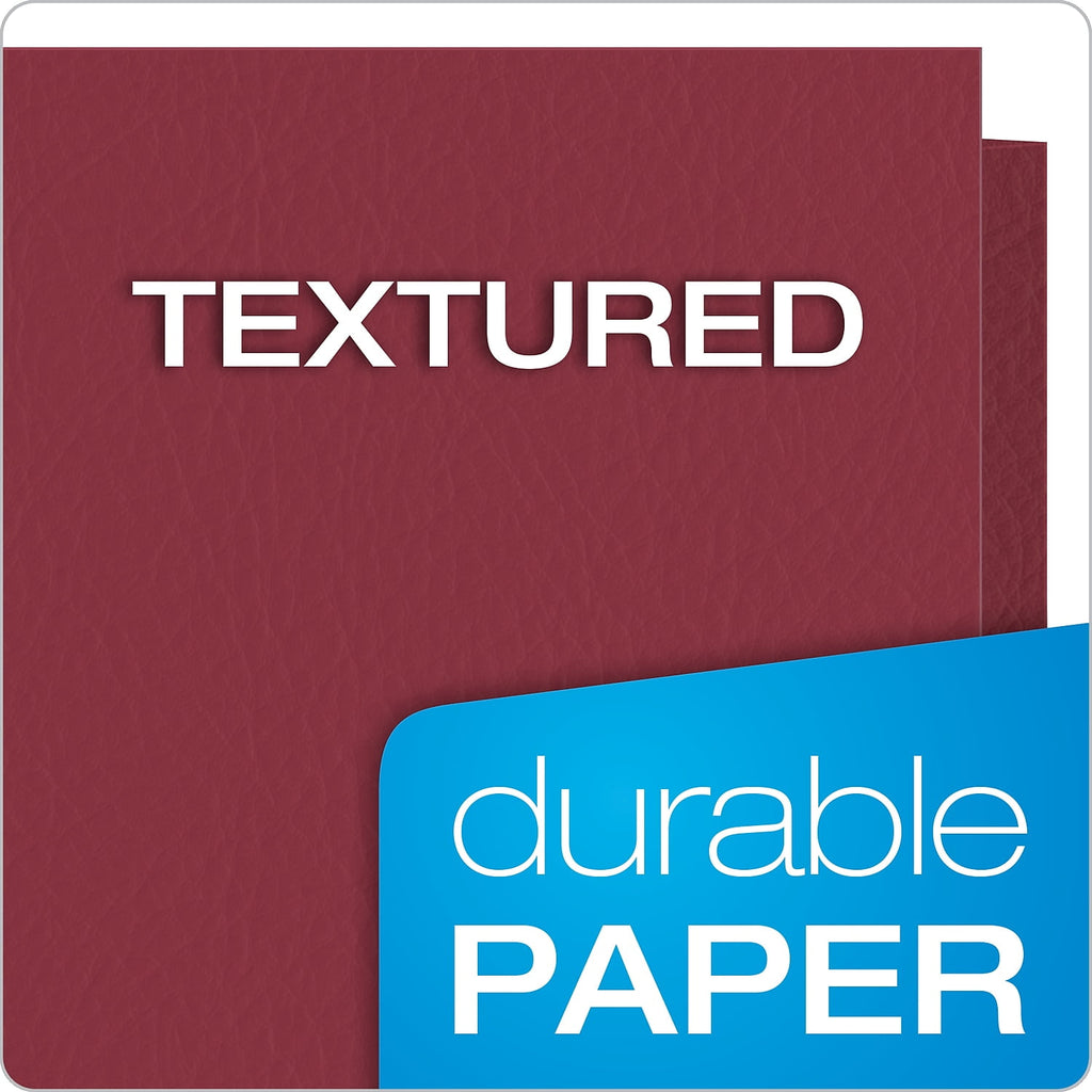 Oxford Twin-Pocket Folder, Embossed Leather Grain Paper, 0.5" Capacity, 11 x 8.5, Burgundy, 25/Box