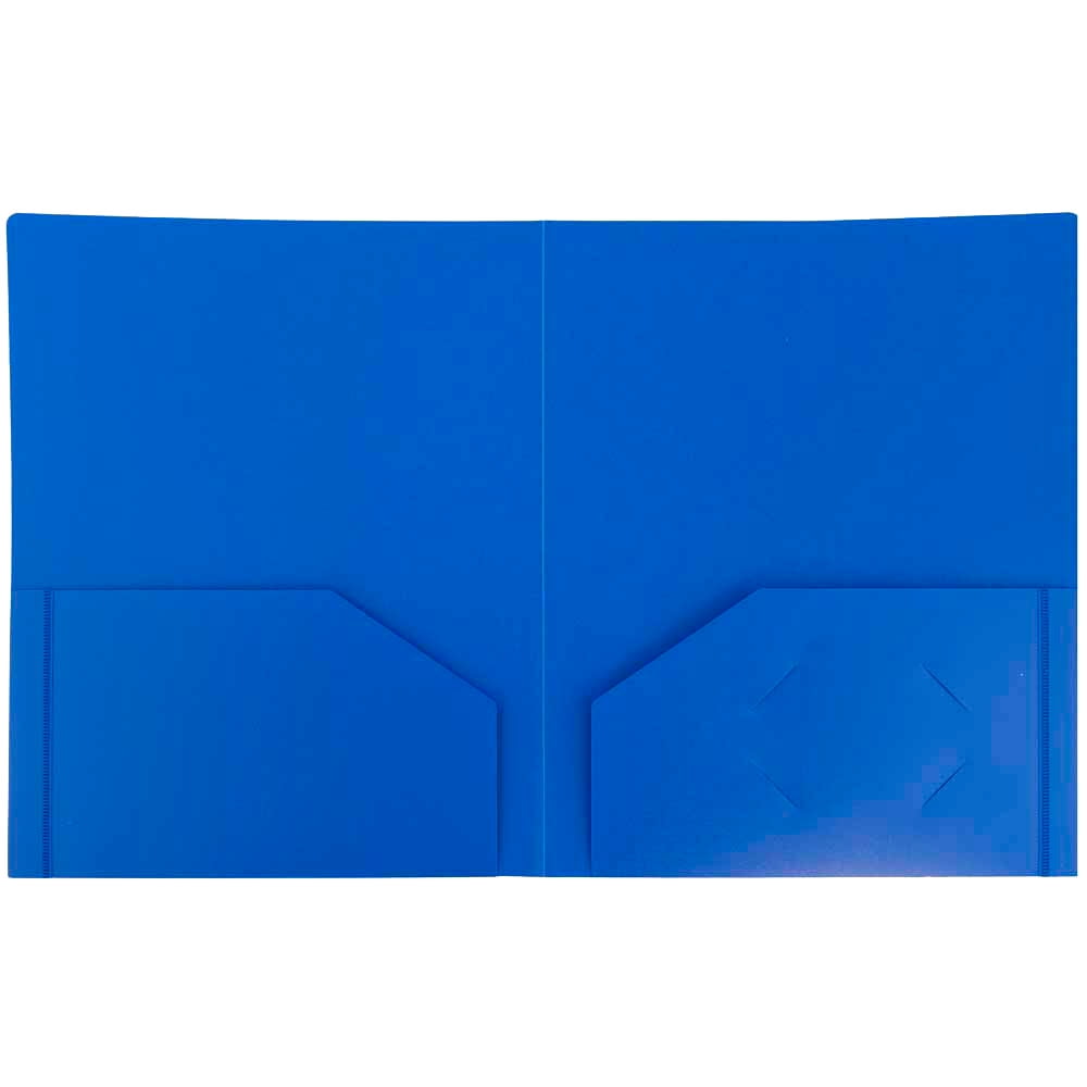 JAM Paper Heavy Duty Plastic Two Pocket Presentation Folders, Blue, 6 Pack