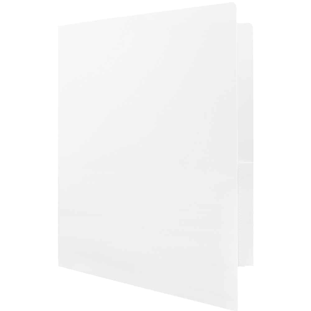JAM Paper Heavy Duty Plastic Two Pocket Presentation Folders, White, 6 Pack