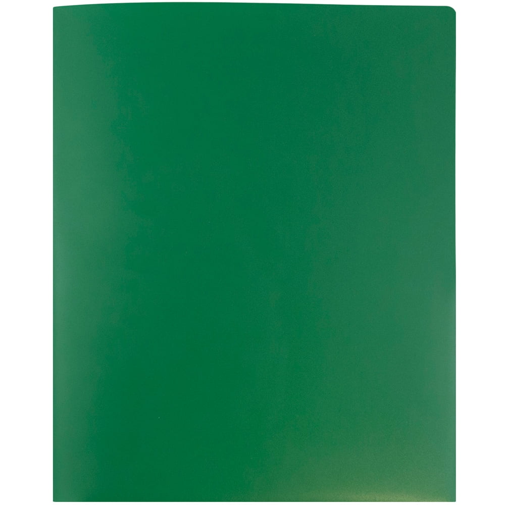 JAM Paper Heavy Duty Plastic Two Pocket Presentation Folders, Solid Green, 108/pack