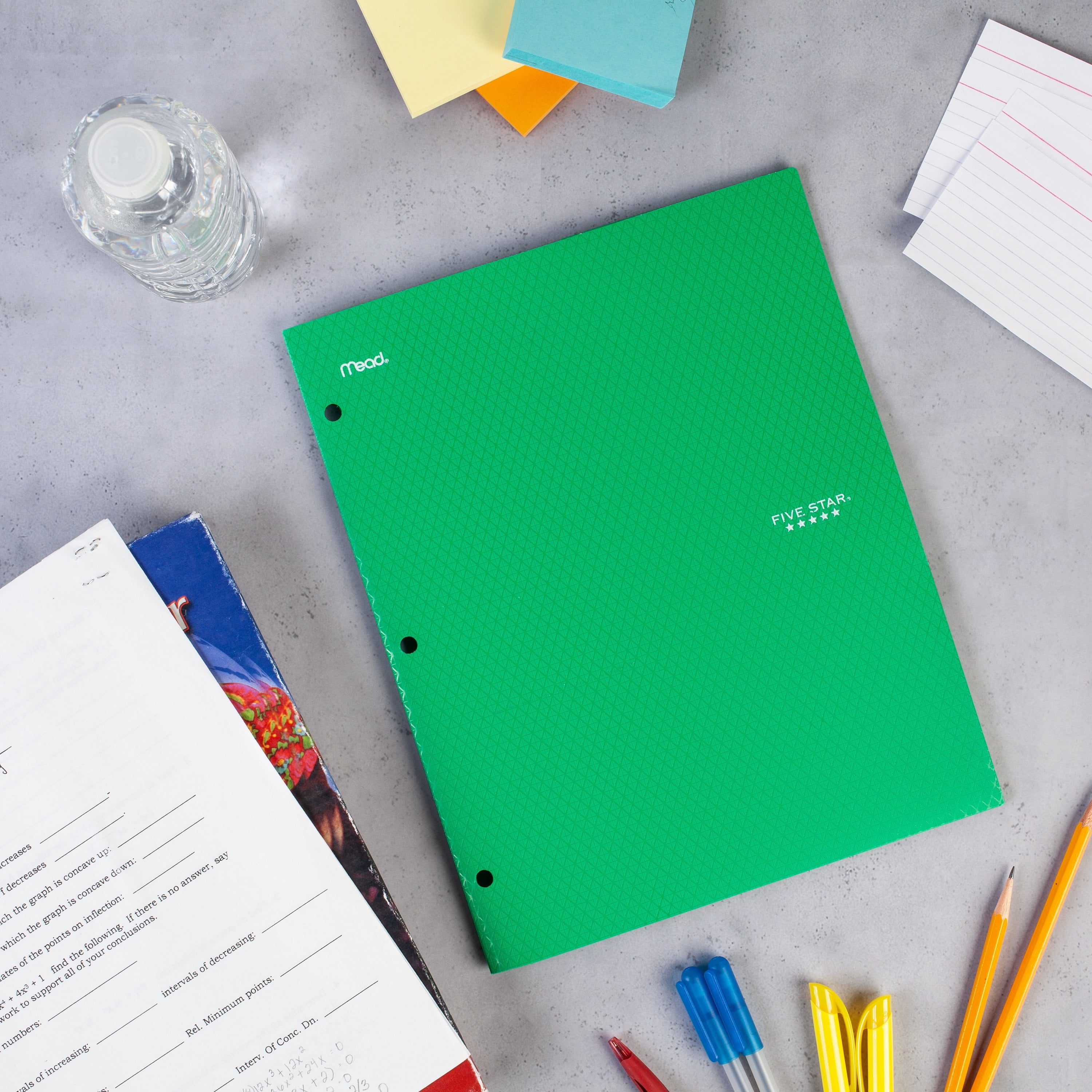 Five Star 2-Pocket Stay-Put Plastic Folder, Green (37451)