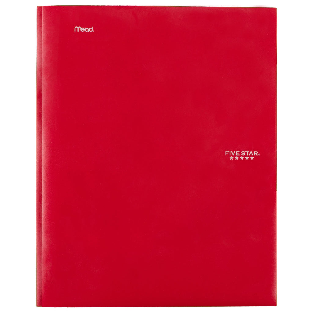Five Star 2-Pocket Stay-Put Plastic Folder, Red (72109)