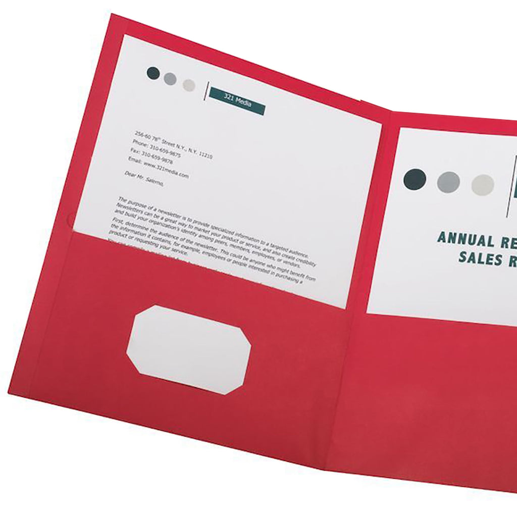 Oxford Paper Tri Fold Pocket Folder, Red, Pack of 20