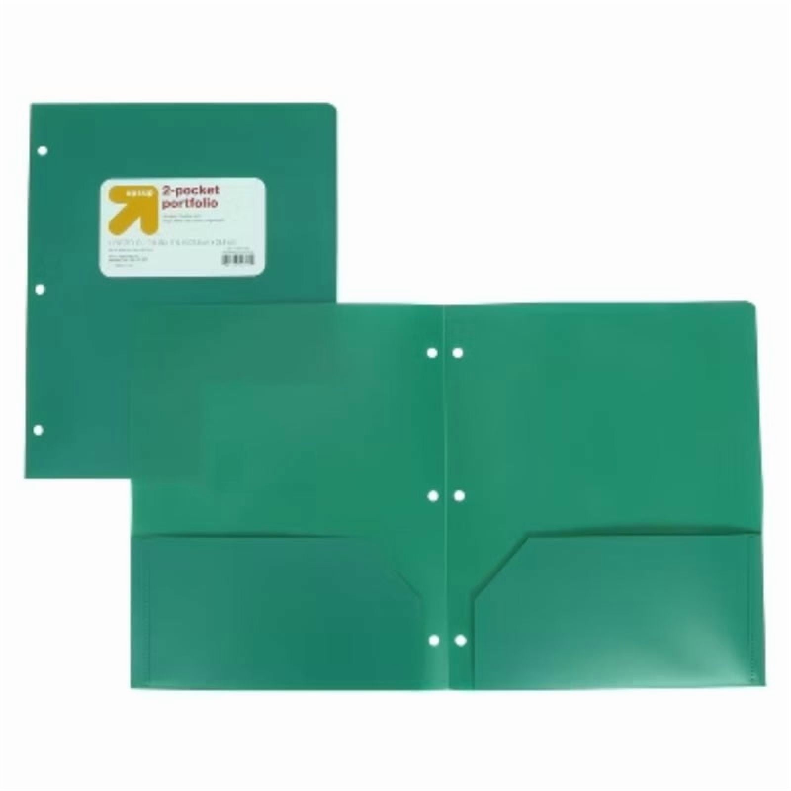 2 Pocket Plastic Folder Green Polypropylene, 3 Hole Punched, 50 Sheet Capacity, Internal Pockets