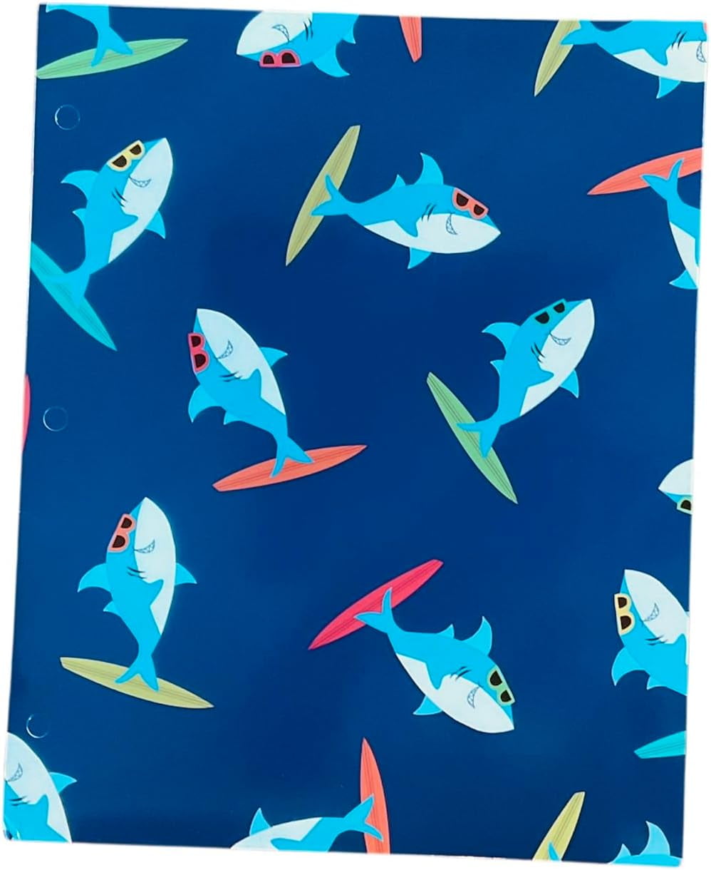 Back to School 2 Pocket Folders  Gaming, Surfing Sharks, Robots Dinosaurs 4pk
