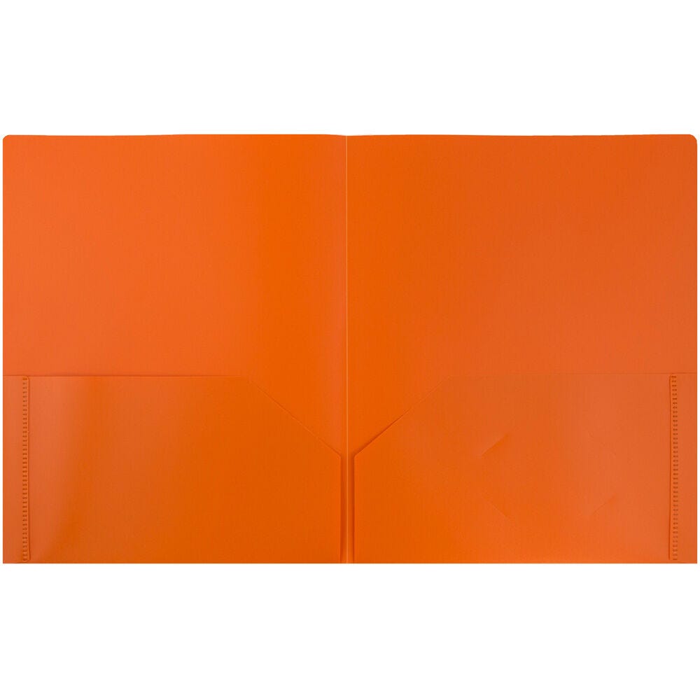 JAM Paper Plastic 2 Pocket POP Folders, School Folders, Orange, Bulk 144/Box