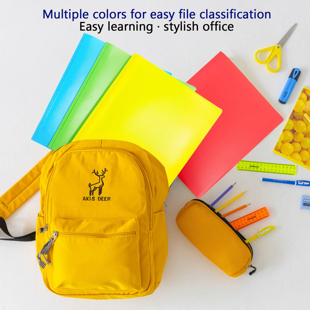 6 Pack Plastic Folders with Pockets and Prongs, 2 Pocket 3-Clasp Folders, Tear-Resistant, Long Lasting Acid-Free Poly, Use for School Office Home Business