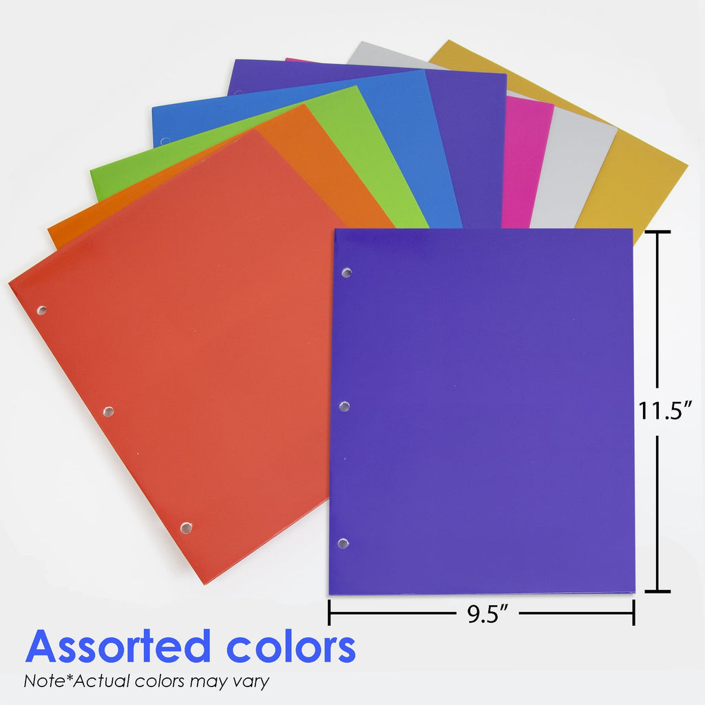 BAZIC 2 Pockets Paper Folder, Metallic Laminated Portfolio 3 Hole, 8-Pack