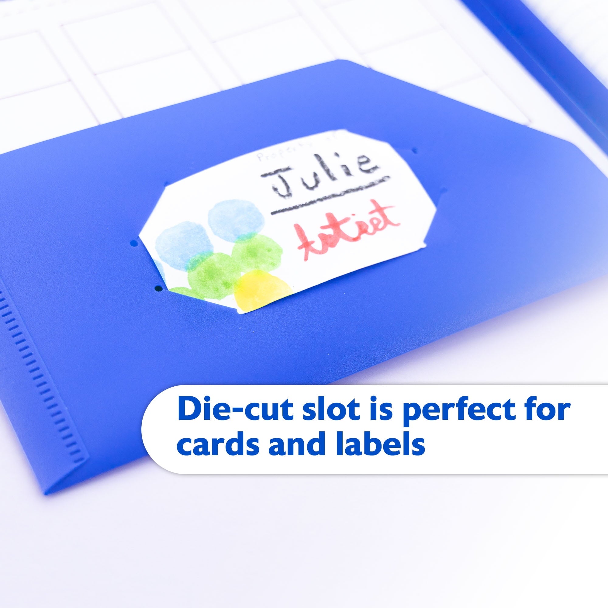 BAZIC 2 Pockets Poly Folder, 3 Prong Fastener Clip, Blue Color, 5-Pack