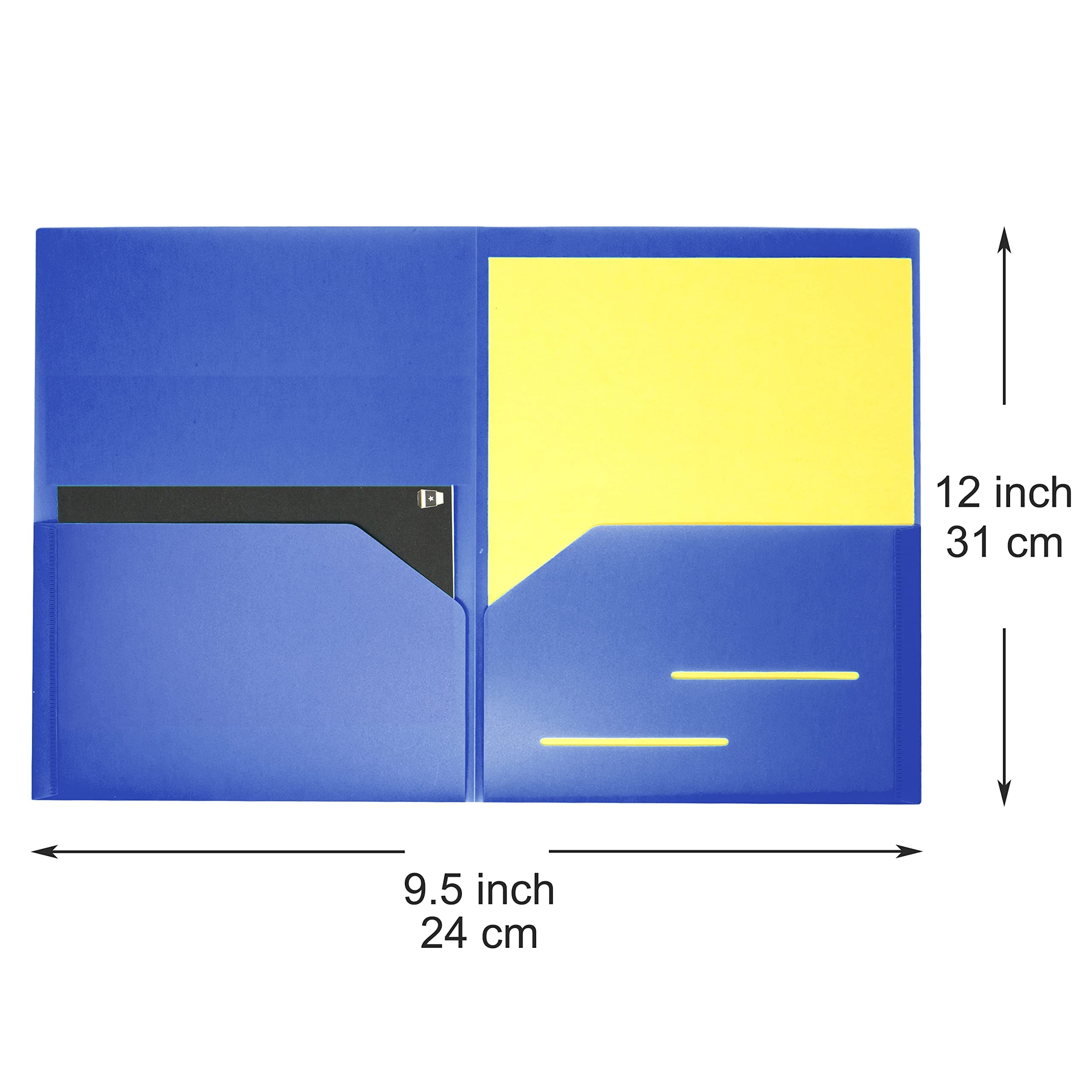 Youngever 6 Pack Heavy Duty Plastic Two Pocket Folders, Heavy Duty Plastic 2 Pocket Folder (Dark Blue)