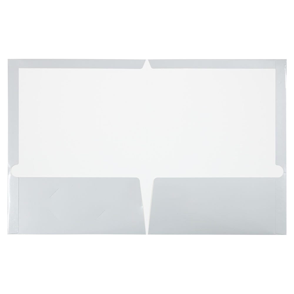 JAM Paper Laminated Two Pocket Glossy Folders, Silver, 3/Pack