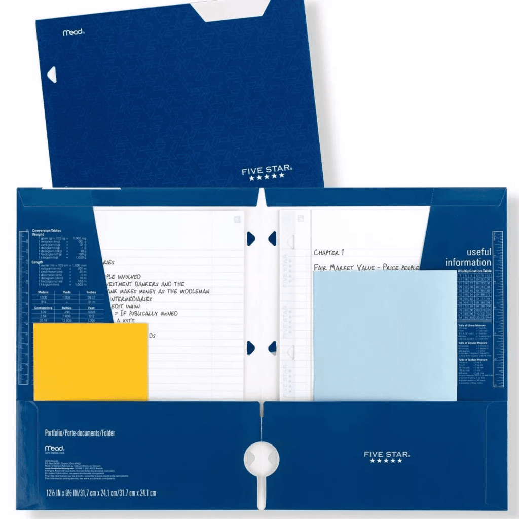 Five Star Pocket & Prong Paper Folder [Geometric Pattern]: 9 in. x 11 in. (White)