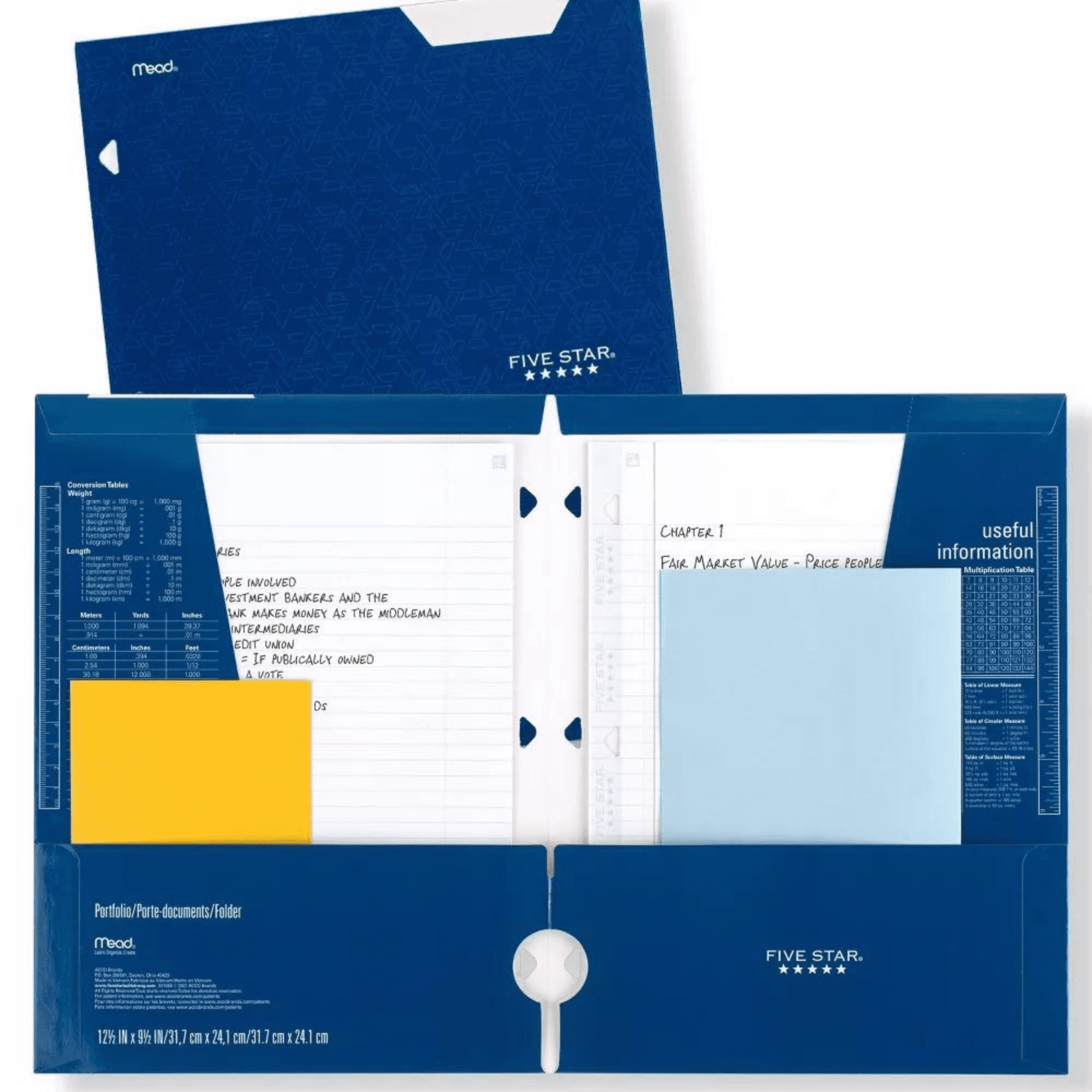 Five Star Pocket & Prong Paper Folder [Geometric Pattern]: 9 in. x 11 in. (White)