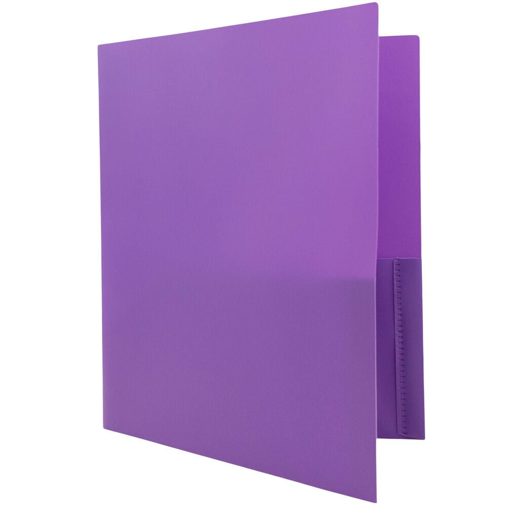 JAM Paper Plastic 2 Pocket School POP Folders with Metal Prongs Fastener Clasps, Purple, 3/Pack